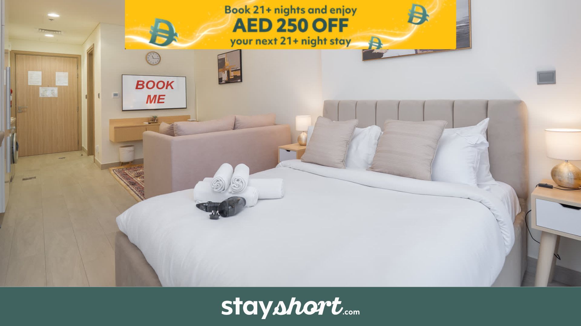 Free housekeeping visits during your stay - StayShort - Chic Studio Retreat in Riviera 33 Near Downtown — Meydan, Dubai — vacation rental