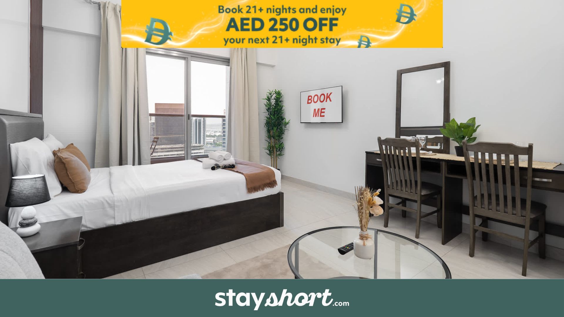 Free housekeeping visits during your stay - StayShort - Chic Business Bay Studio for 3 in Prime Location — Business Bay, Dubai — vacation rental