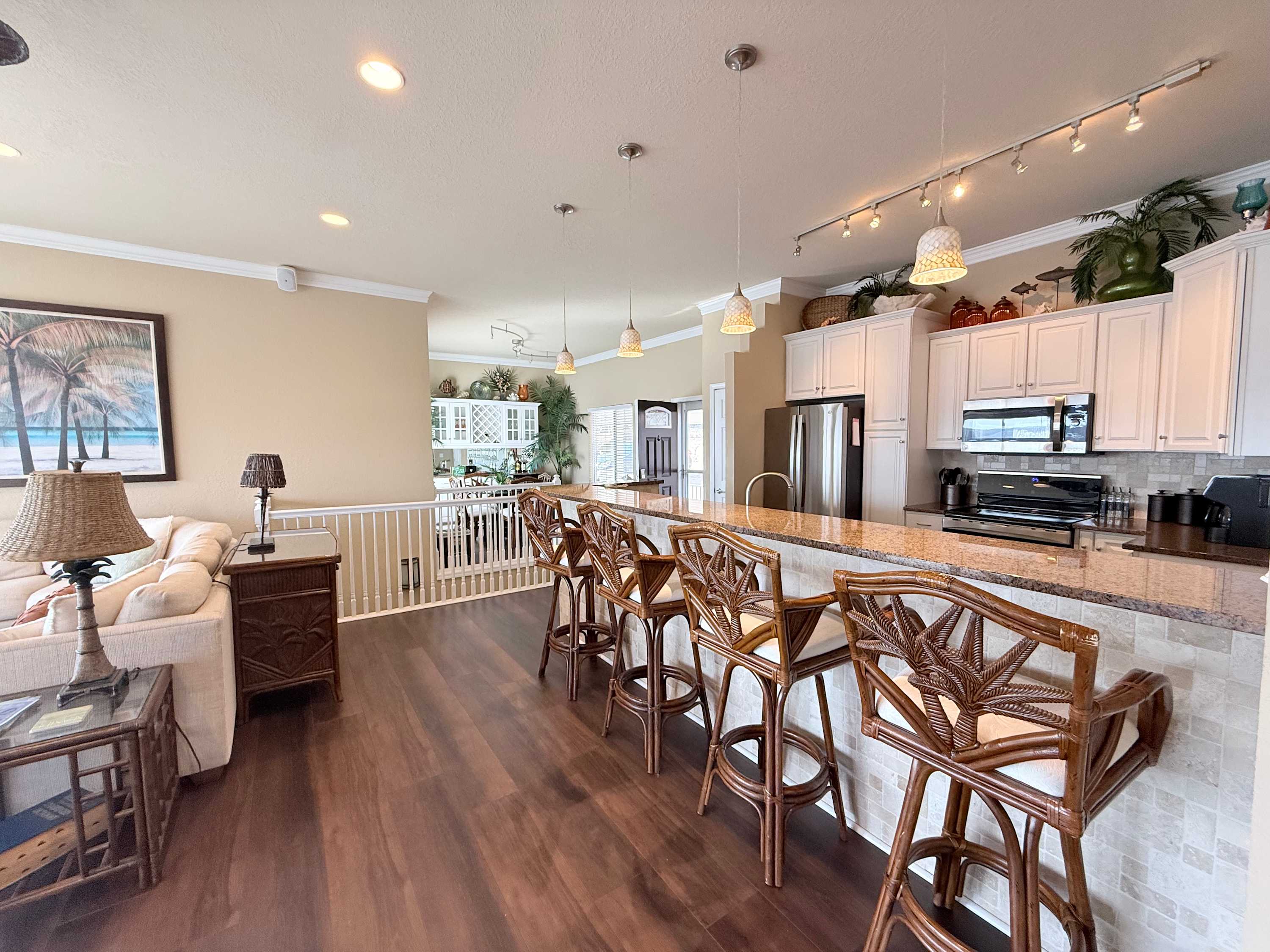 The open kitchen offers ample space & all the comforts of home​