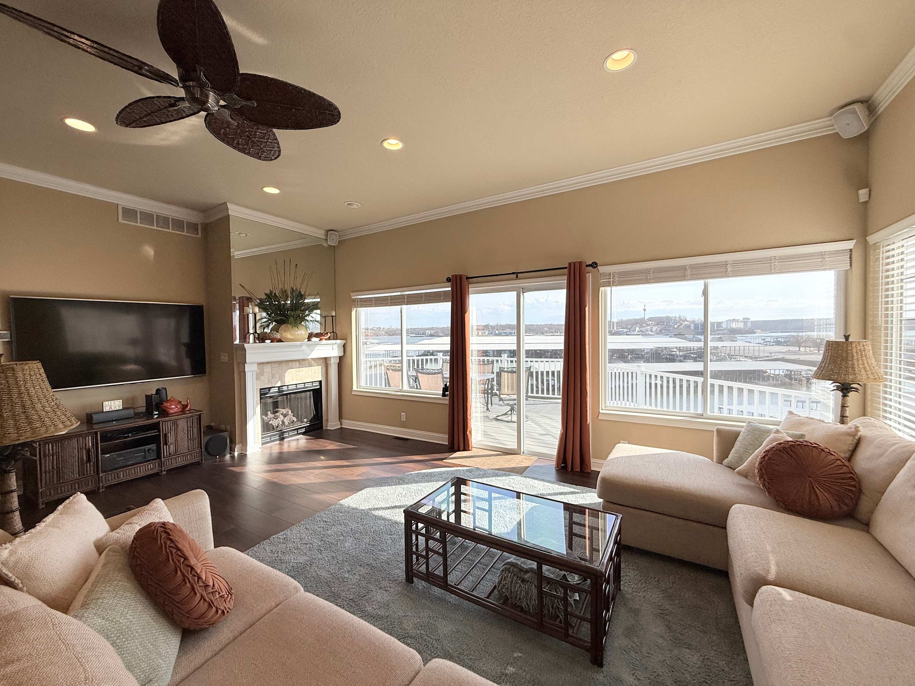 Curl up in the airy living room & enjoy a movie night at home​