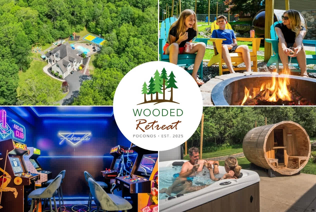 Sleeps 14! Pool Hot Tub Sauna Pickleball Arcade — Stroudsburg, PA — vacation rental