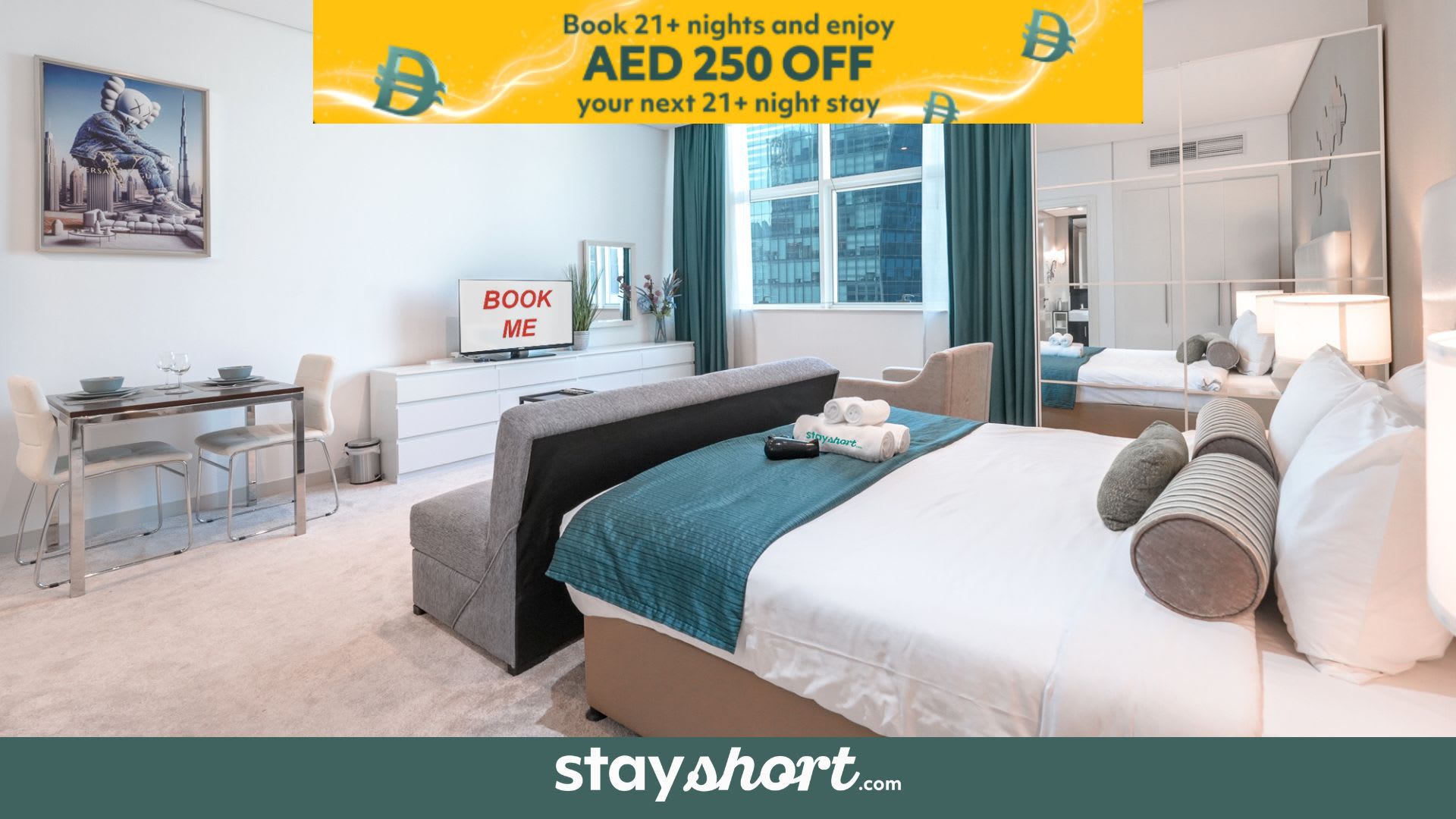 Free housekeeping visits during your stay - StayShort - Chic Studio for 3 People in Business Bay — Business Bay, Dubai — vacation rental
