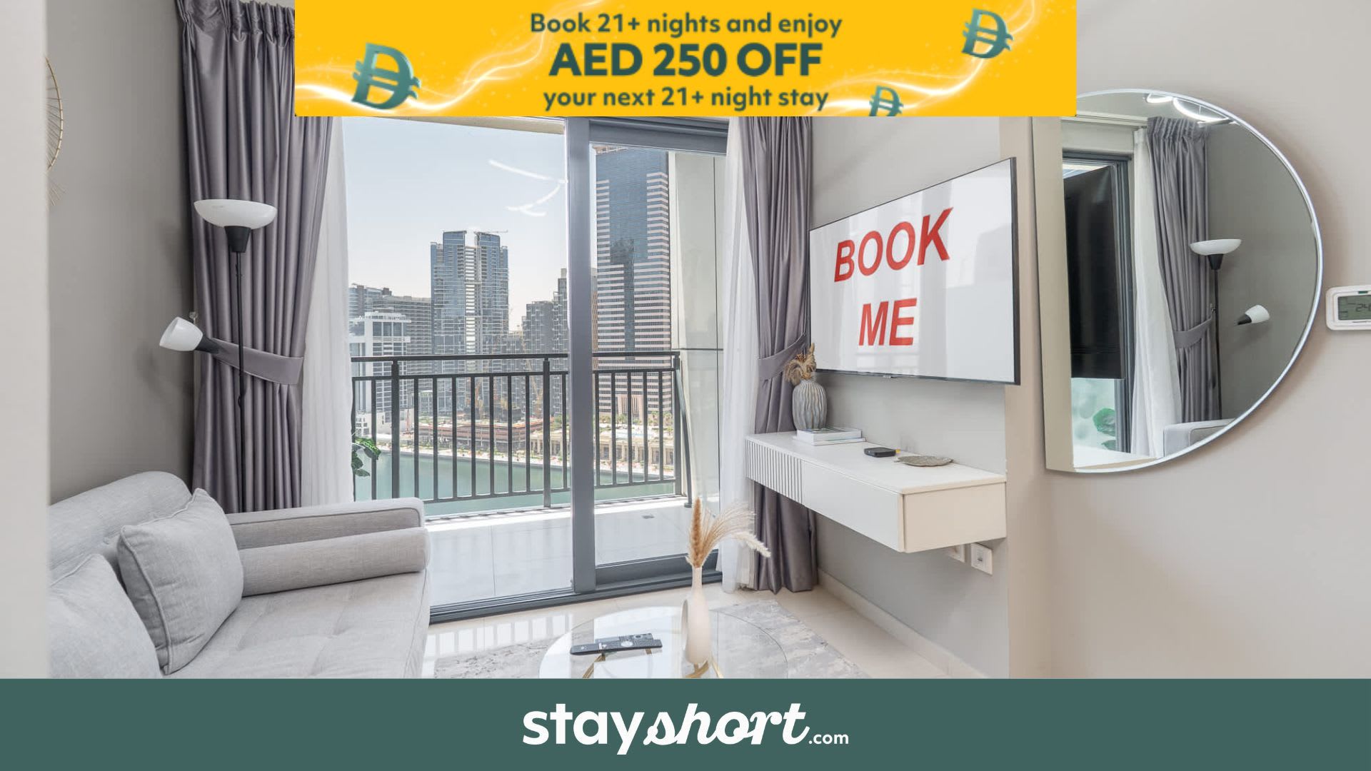 Free housekeeping visits during your stay - StayShort - Zada Tower Apartment with Balcony & City Views Sleeps 4 — Business Bay, Dubai — vacation rental
