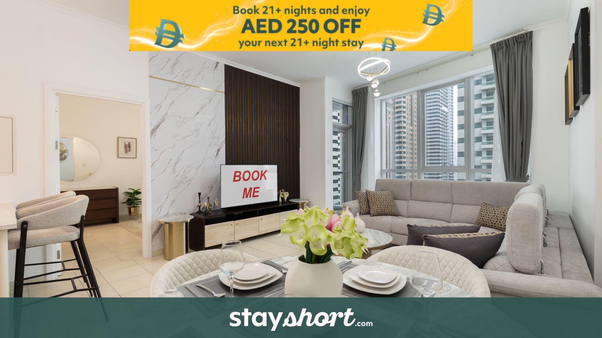 Free housekeeping visits during your stay - StayShort - Contemporary 1BR Escape for 4 in Dubai Marina — Dubai Marina, Dubai — vacation rental