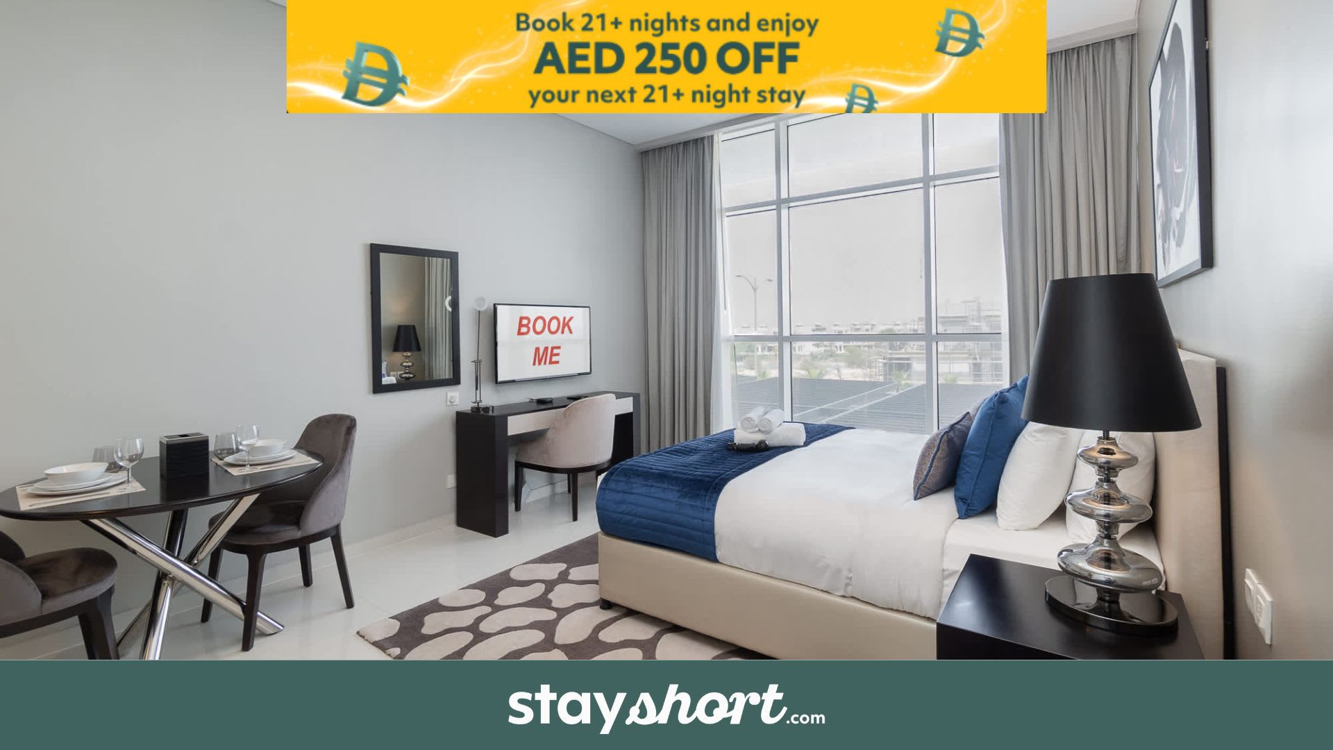 Free housekeeping visits during your stay - StayShort - Cozy Damac Hills Studio for 2 with Pool Access — Damac Hills, Dubai — vacation rental