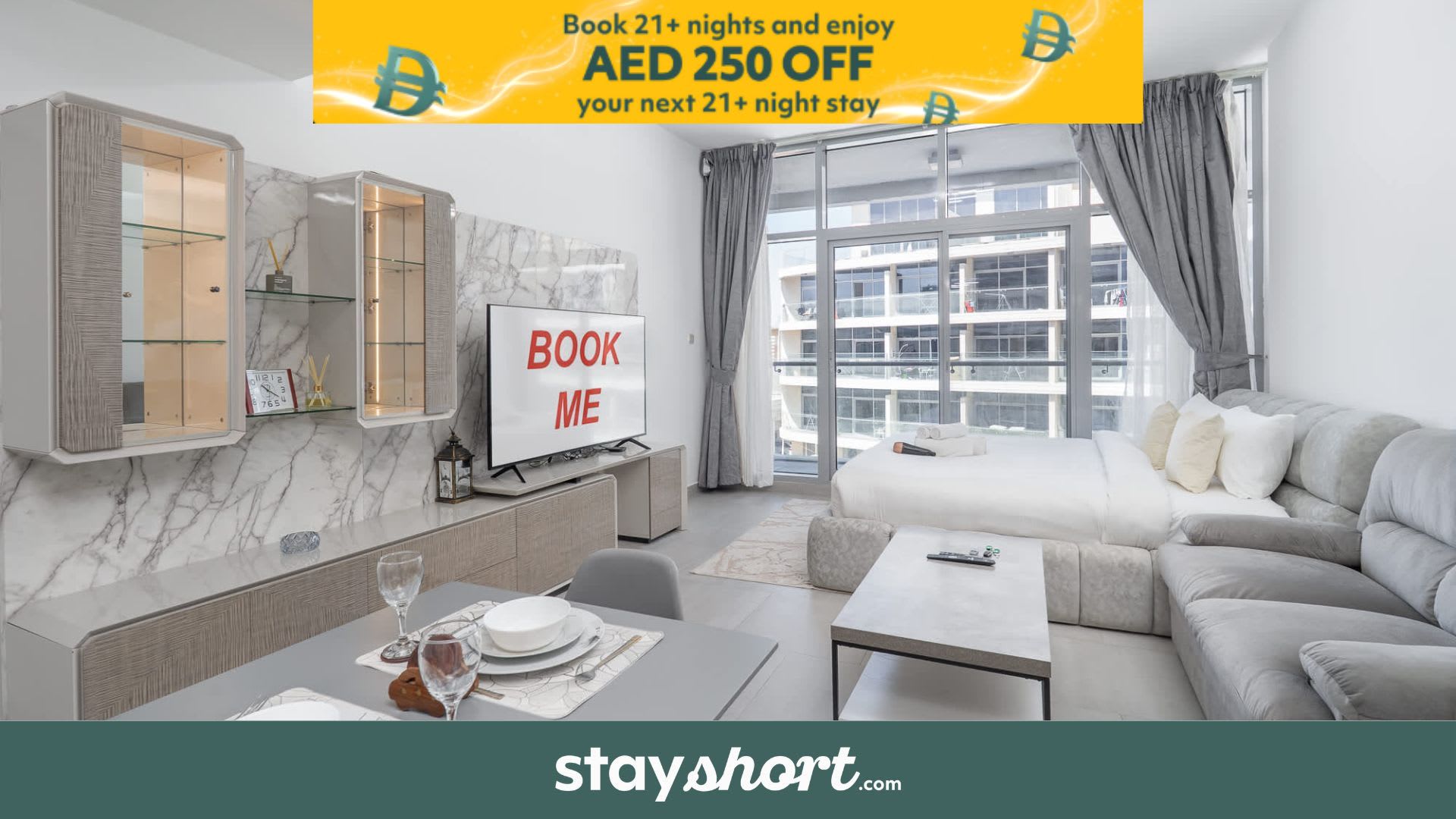 Free housekeeping visits during your stay - StayShort - Heart-Captivating Studio in Shamal Waves 2 — JVC, Dubai — vacation rental
