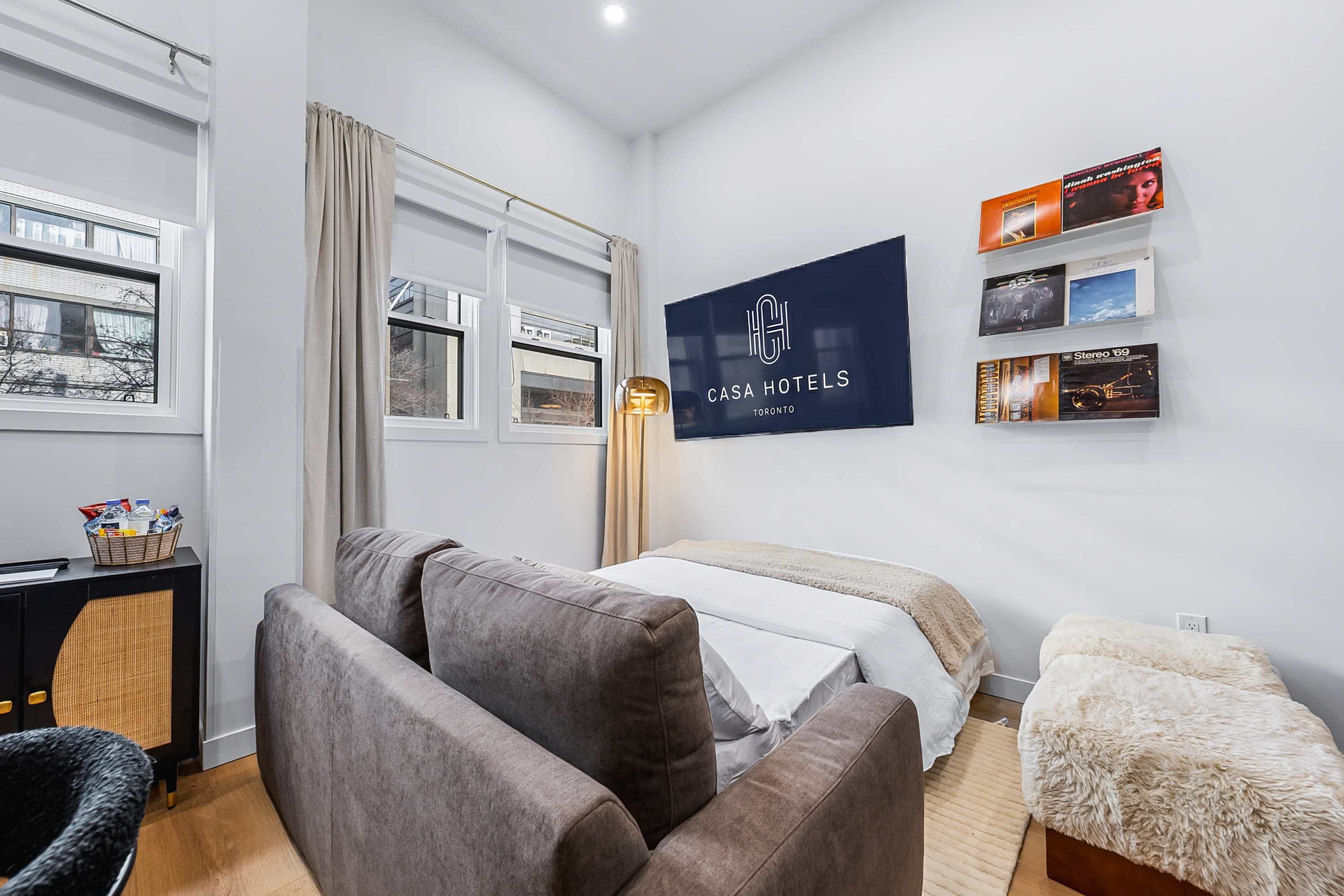 Comfortable sofa bed for additional sleeping space.