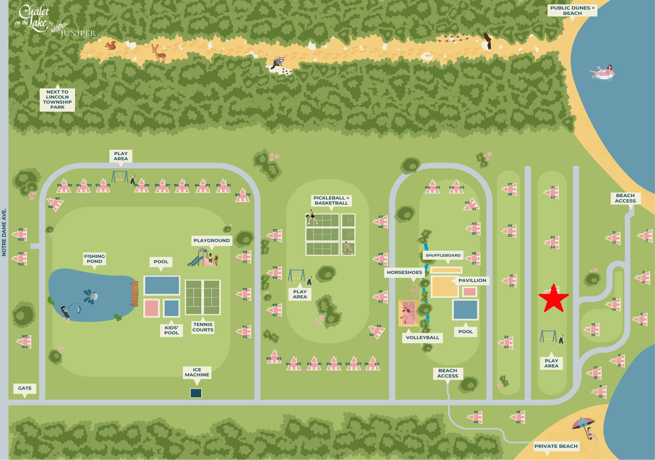 Chalet #26's location is indicated by the red star on the map.