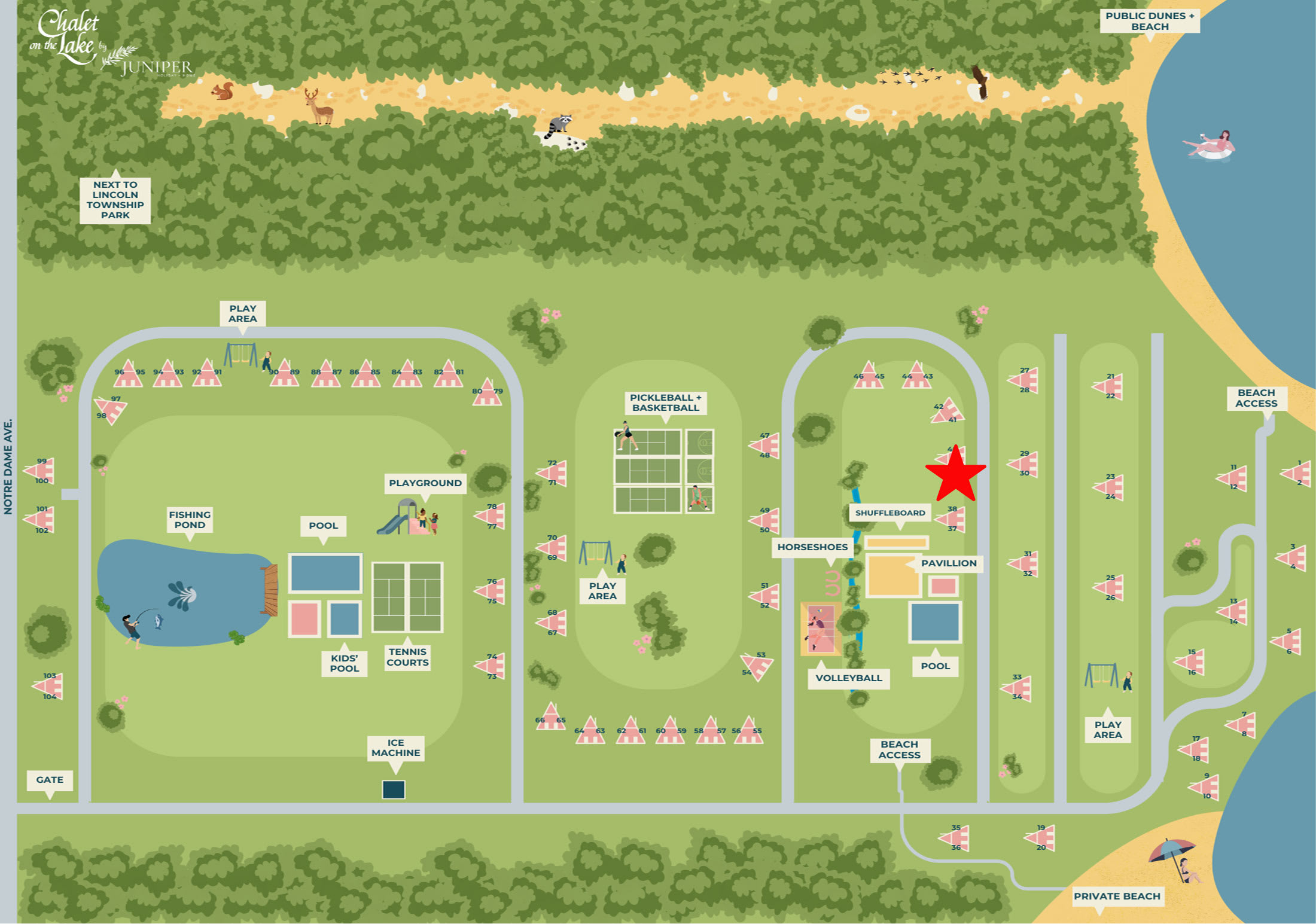 Chalet #39's location is indicated by the red star on the map.