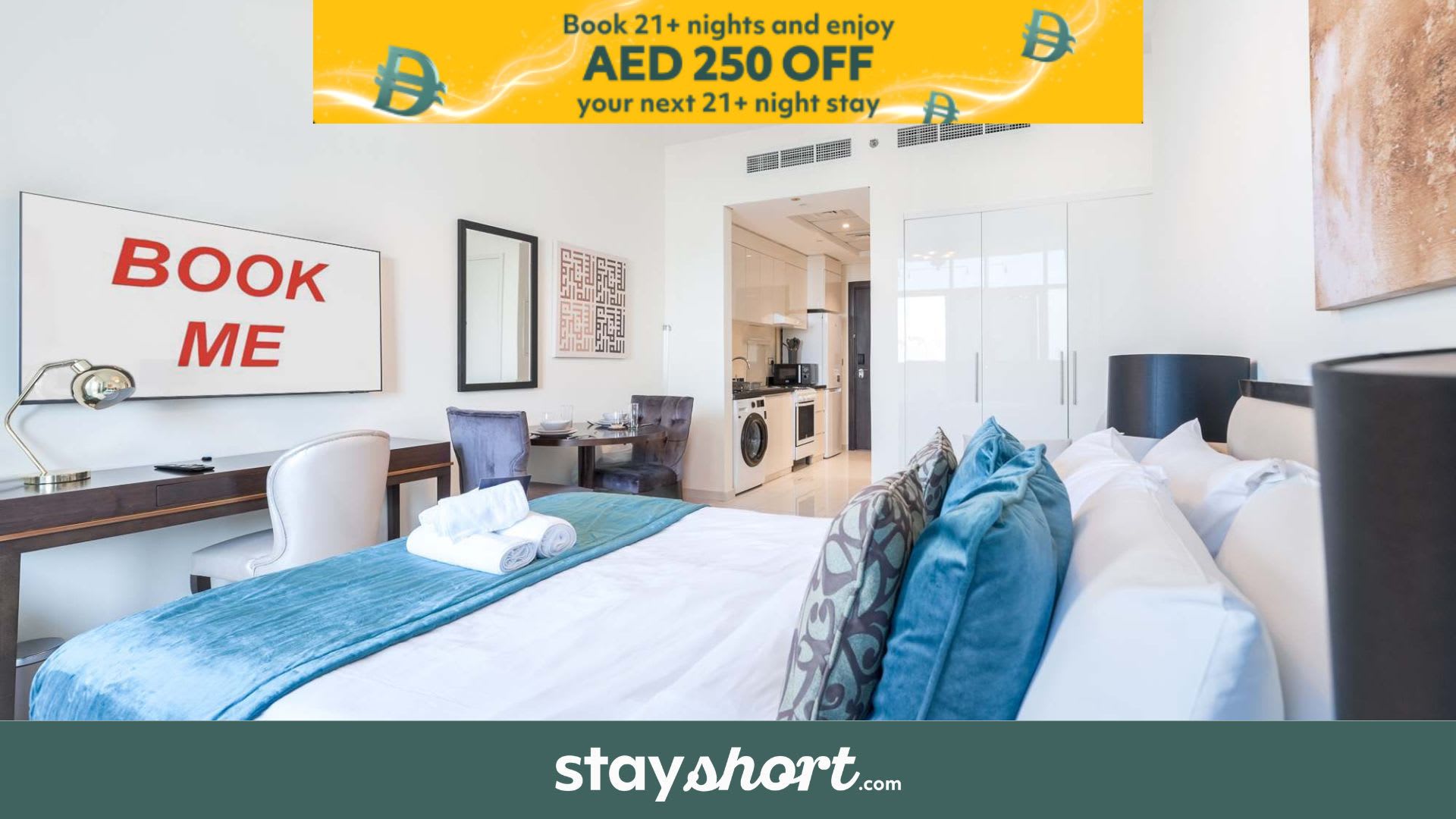 Free housekeeping visits during your stay - StayShort - Chic Studio Apartment in JVC Sleeps 4 — JVC, Dubai — vacation rental
