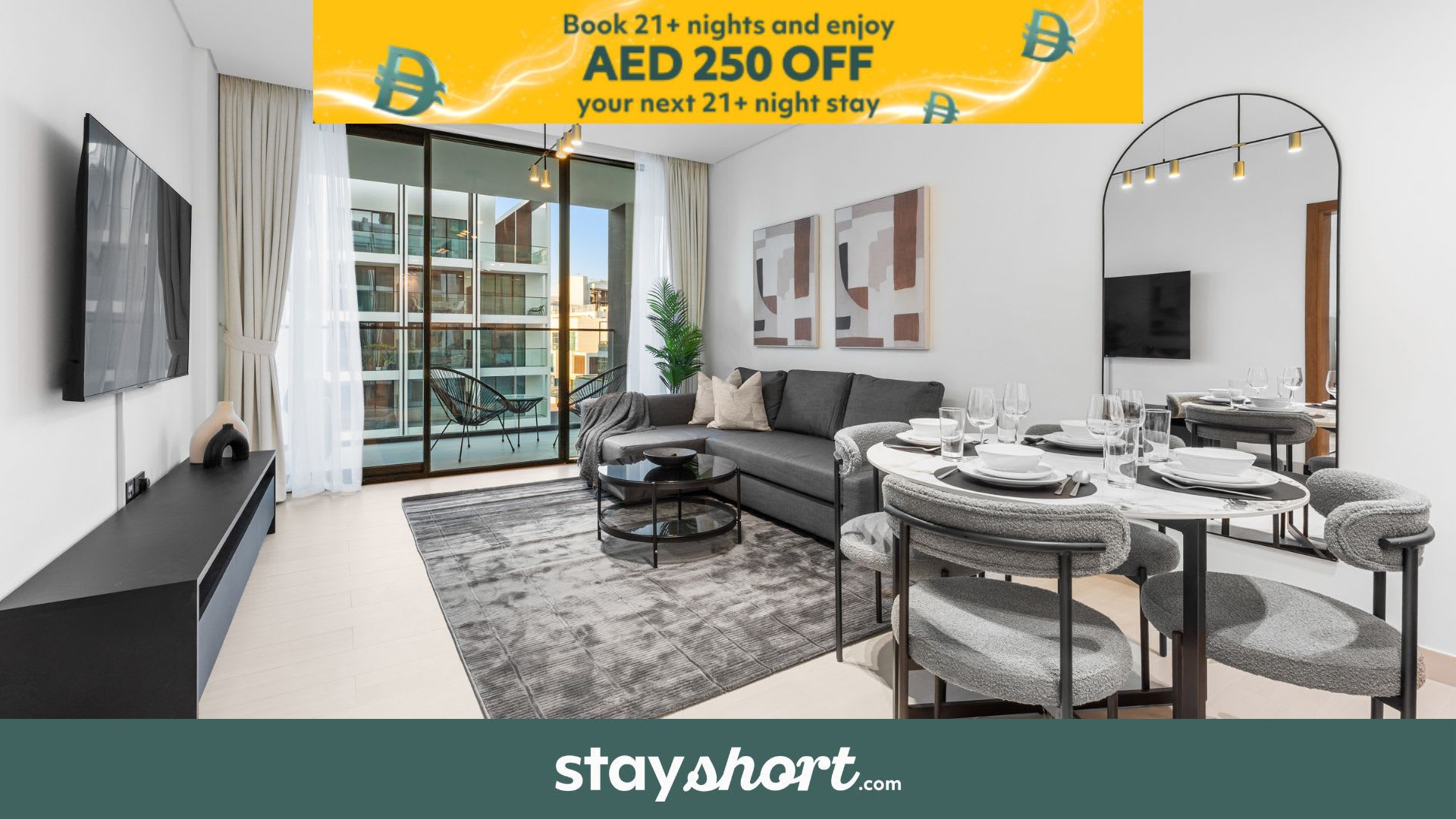 Free housekeeping visits during your stay - StayShort - Chic 1 Bedroom Apartment that sleeps 4 in JVC! — JVC, Dubai — vacation rental