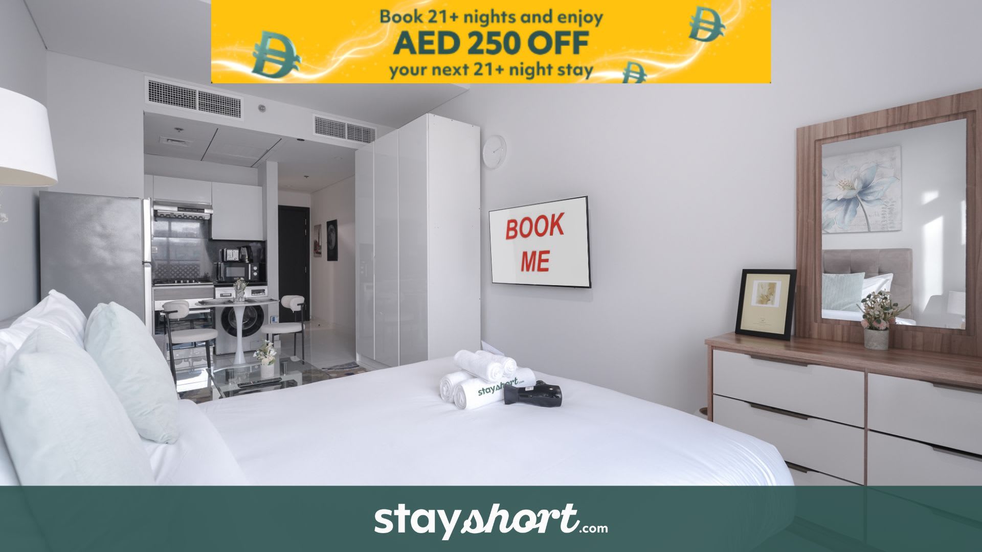 Free housekeeping visits during your stay - StayShort - Elegant JVC Studio Sleeps 4 with Private Balcony! — JVC, Dubai — vacation rental