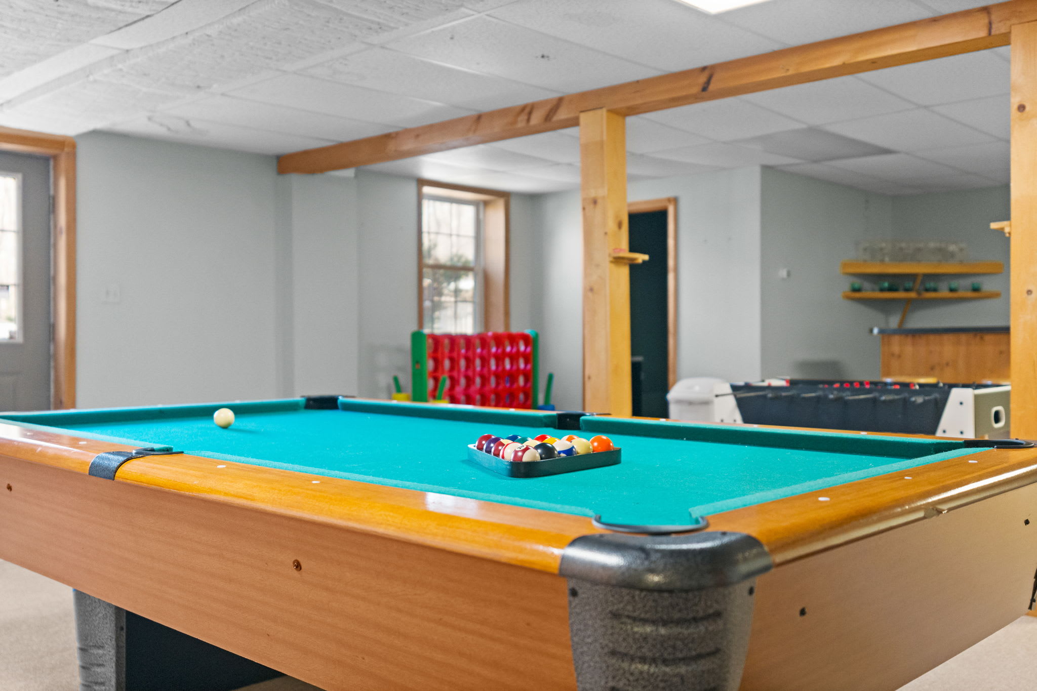 Rack up a game of pool at the full-size table in the game room