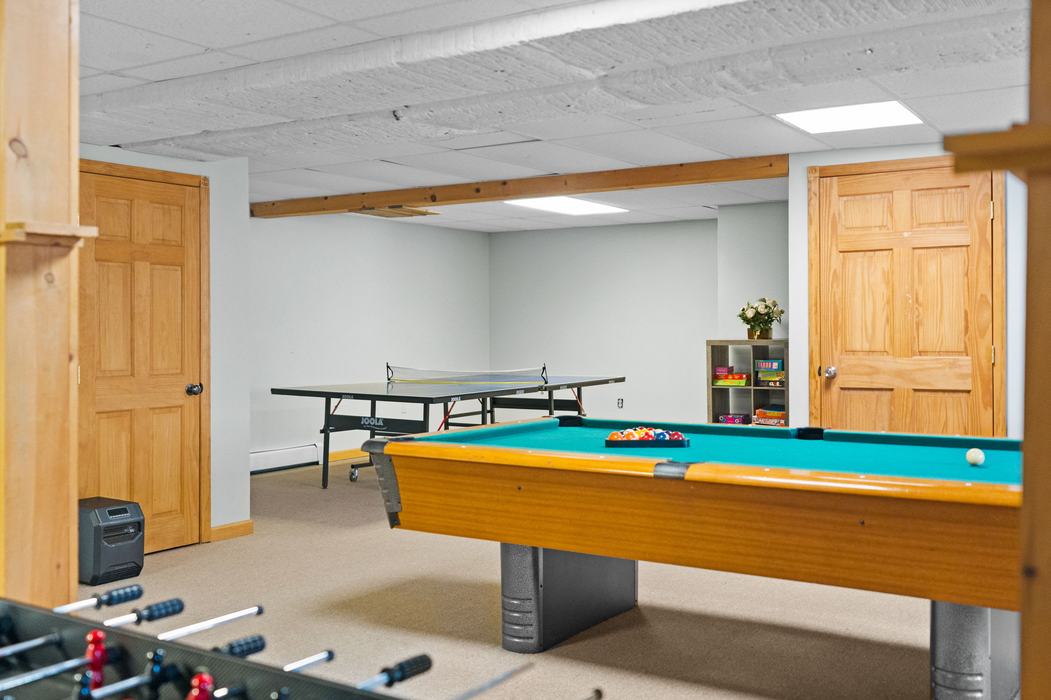 Rack up a game of pool in the spacious lower-level game room