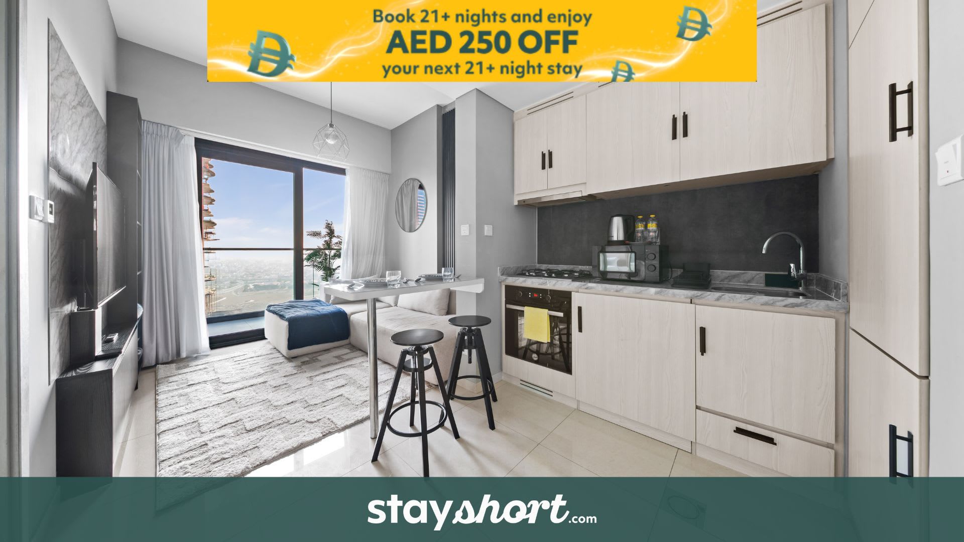 Free housekeeping visits during your stay - Stayshort - 1 Bedroom in Business Bay Sleeps 2 with City View — Business Bay, Dubai — vacation rental