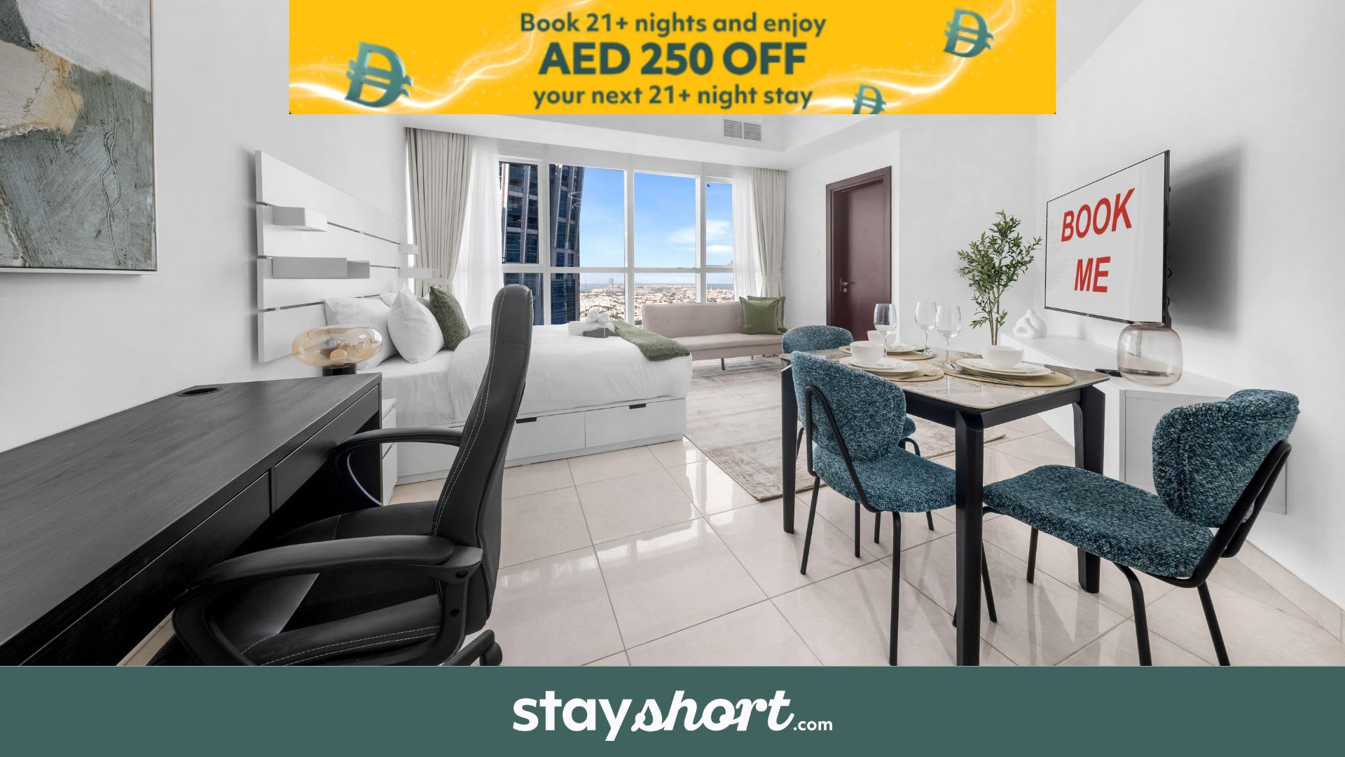 Free housekeeping visits during your stay - StayShort - Studio Sleeps 3 in Business Bay with Canal Views — Business Bay, Dubai — vacation rental