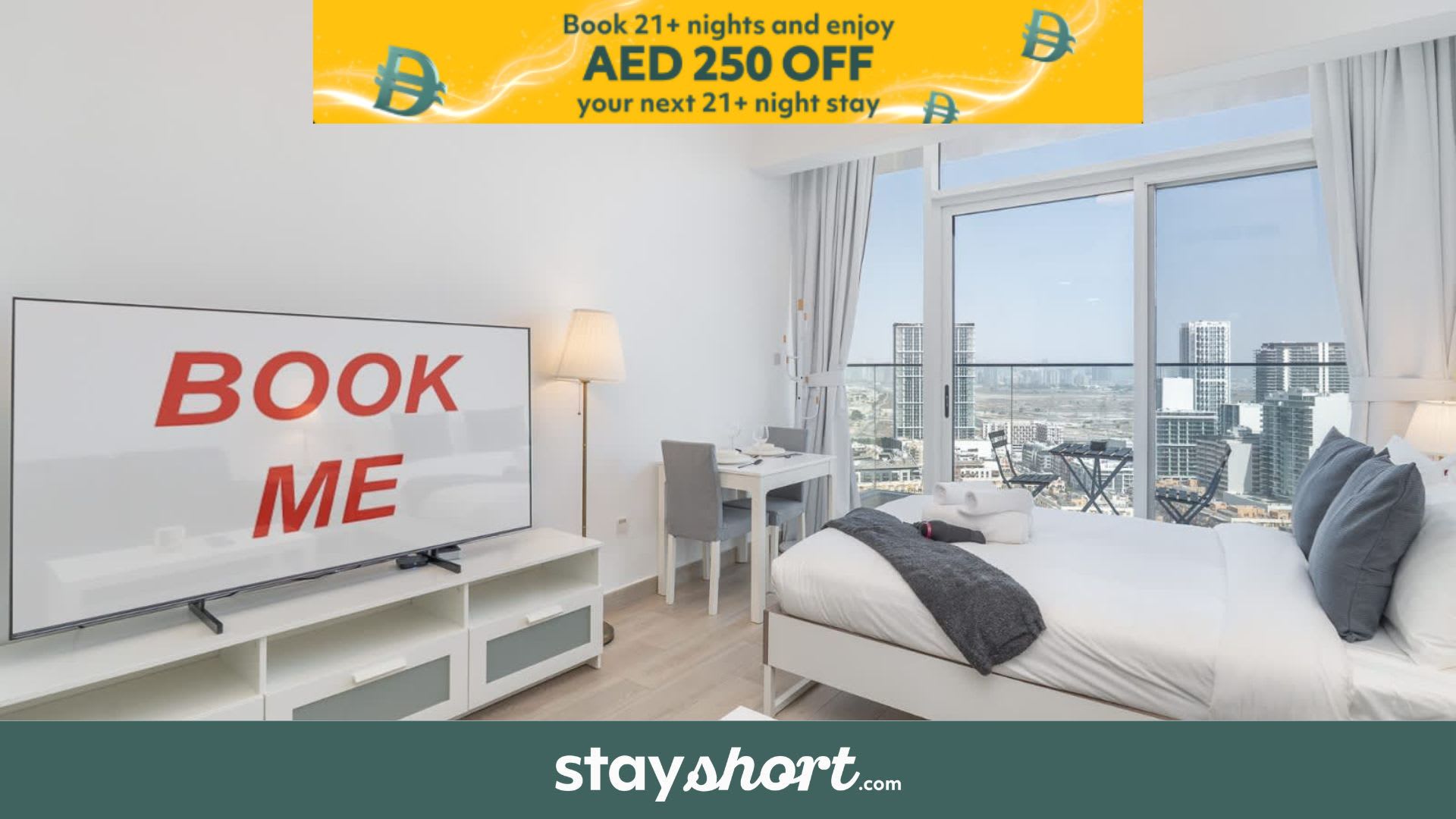 Free housekeeping visits during your stay - StayShort - Chic Bloom Heights Studio with Captivating City Views — JVC, Dubai — vacation rental