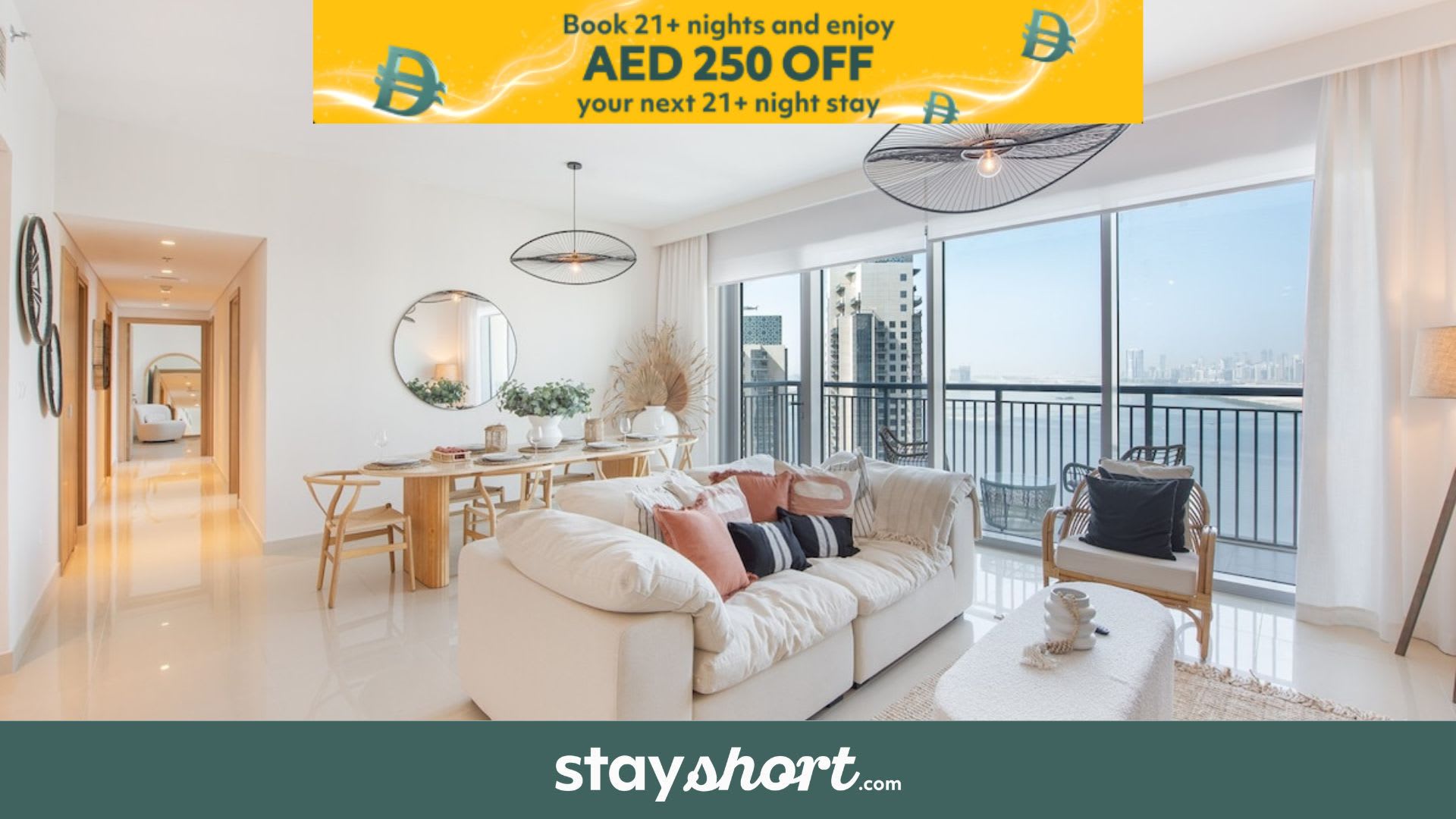 Free housekeeping visits during your stay - StayShort - Stylish Cozy 3-Bedroom Apartment with Harbour Views in Dubai Creek Harbour — Creek Harbour, Dubai — vacation rental