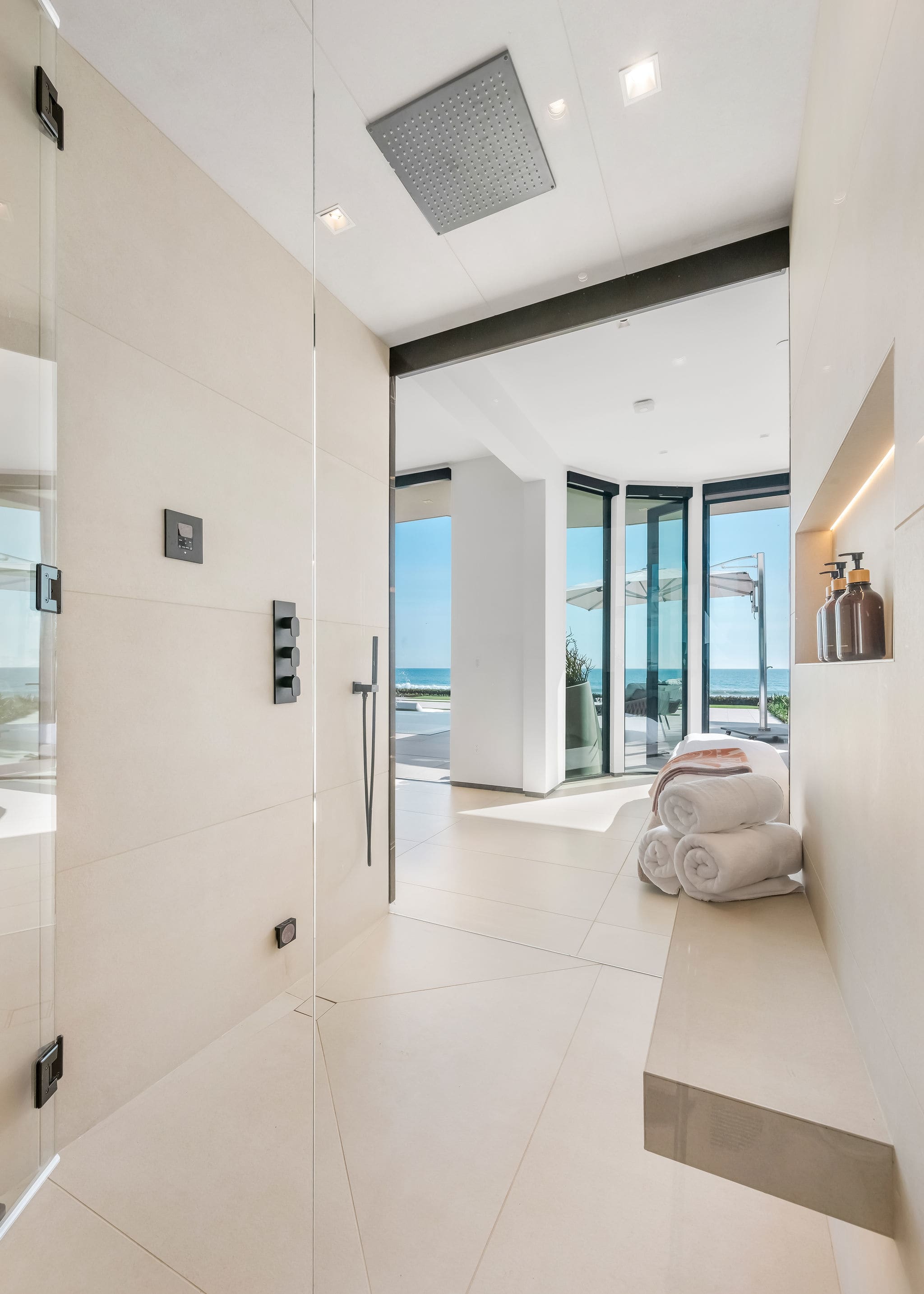 Skylight design connecting private bedroom suites.