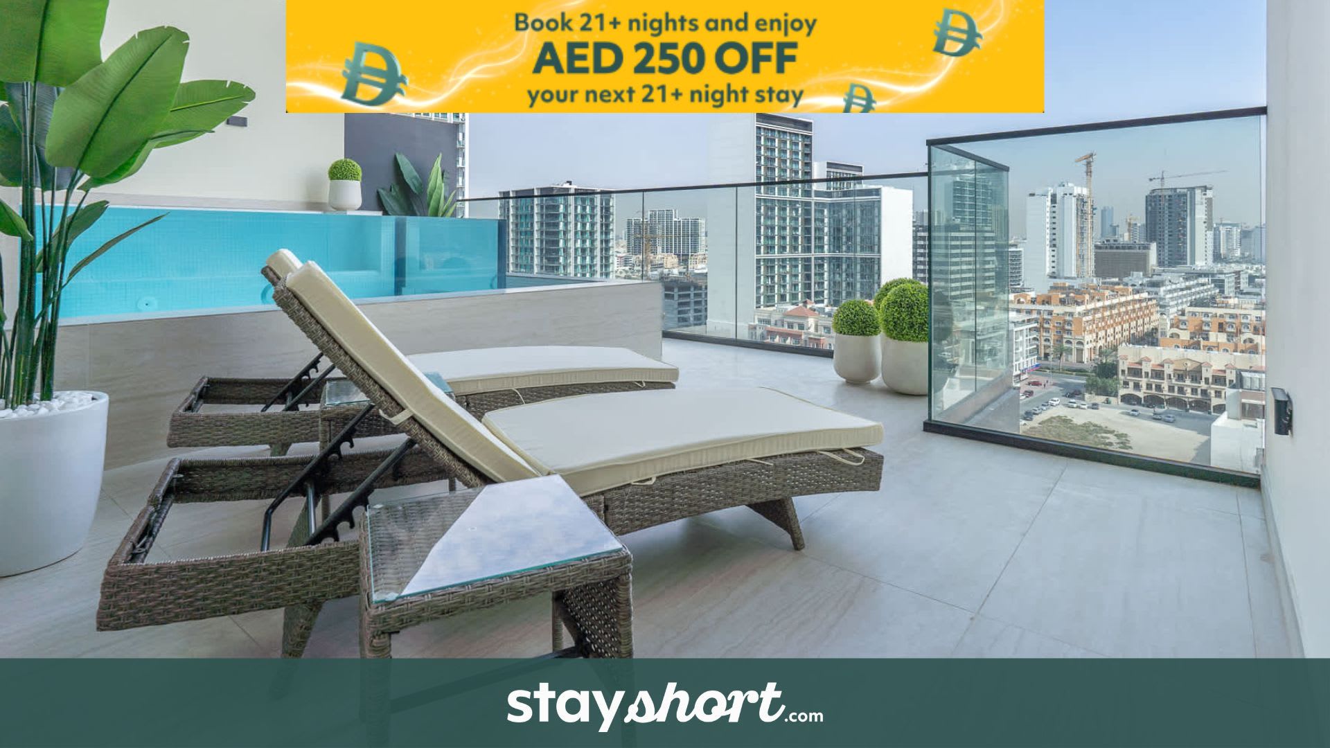 Free housekeeping visits during your stay - StayShort - Luxury 2BR with Private Pool & Skyline Terrace | JVC — JVC, Dubai — vacation rental