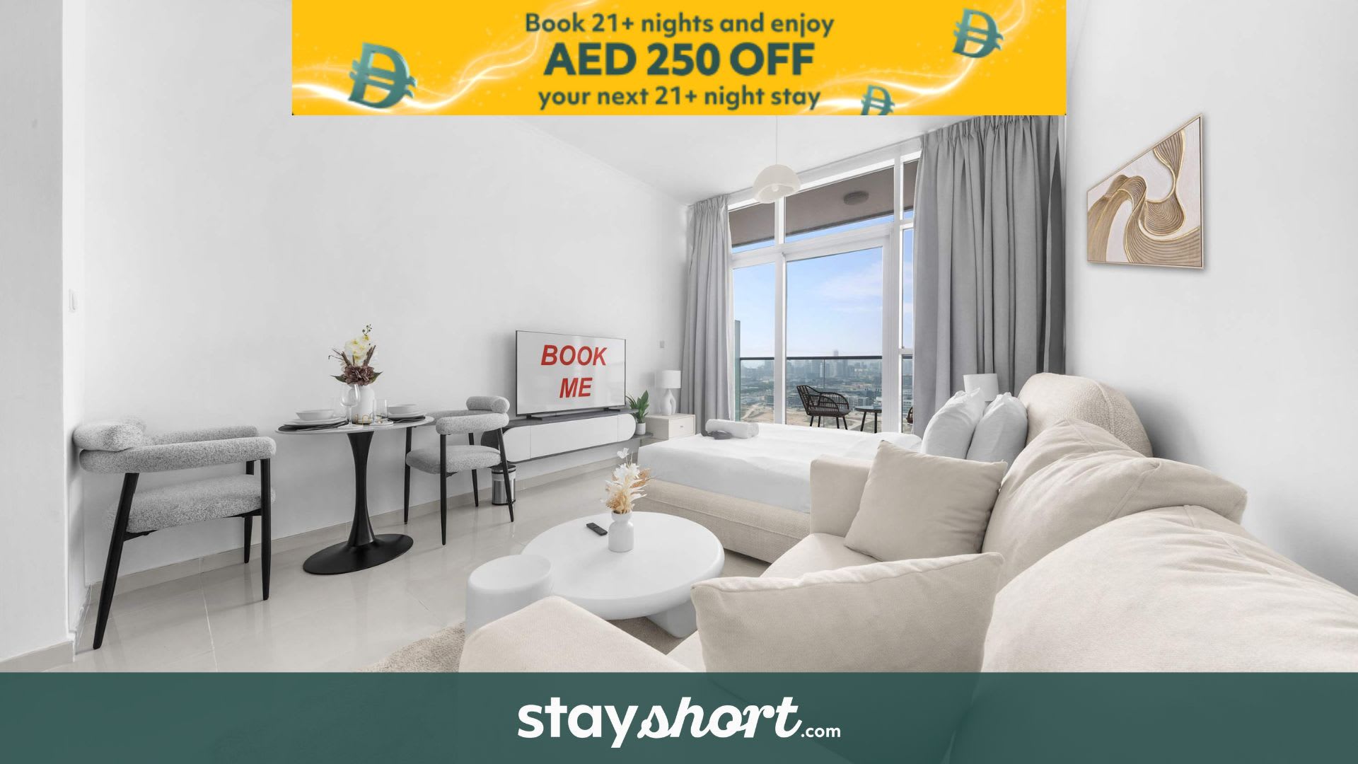 Free housekeeping visits during your stay - StayShort - Serene Studio in DAMAC Hills near Golf Course - Sleeps 2! — Damac Hills, Dubai — vacation rental