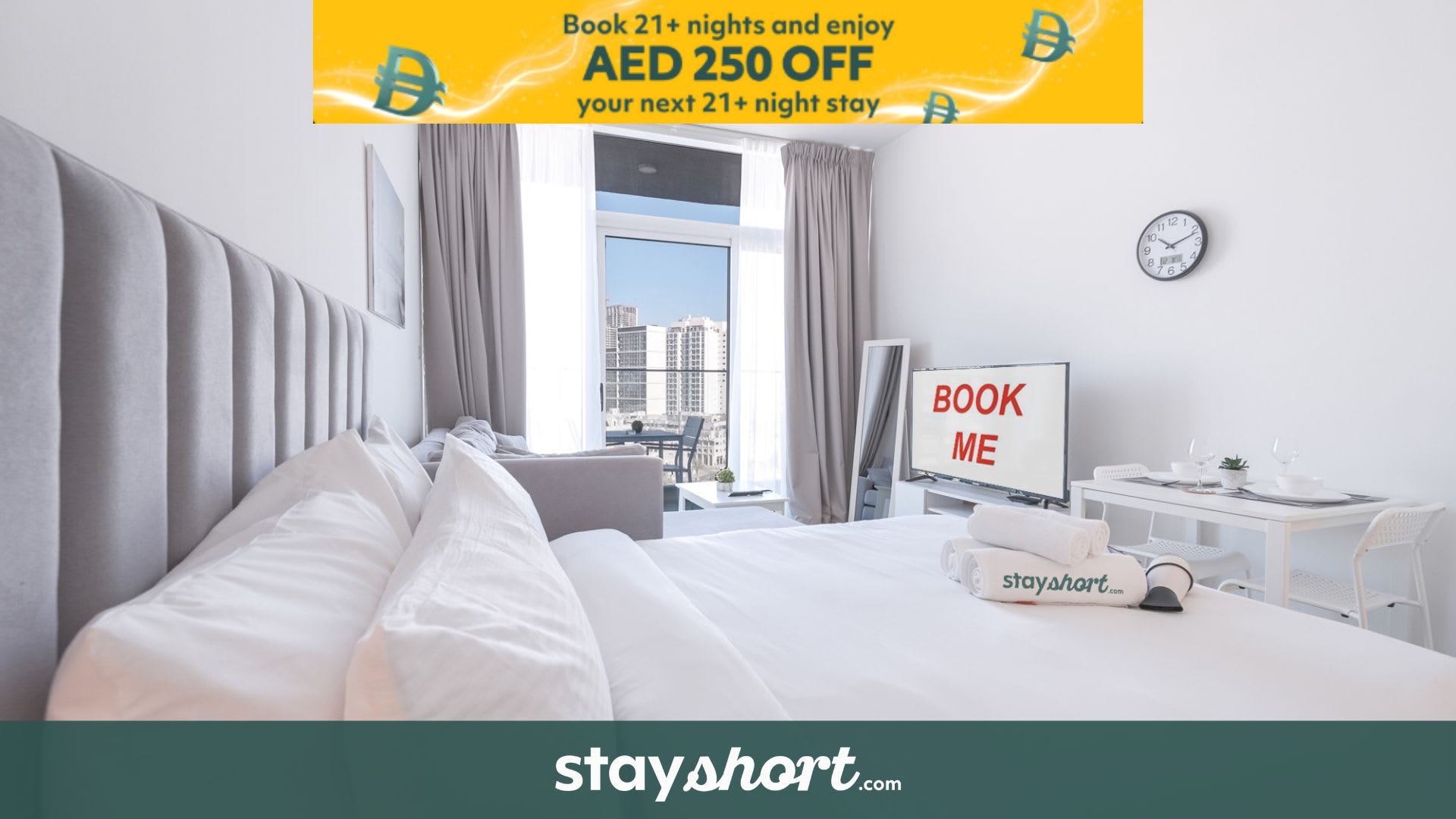 Free housekeeping visits during your stay - StayShort - Modern Studio Sleeps 3 in Jumeirah Village Circle — JVC, Dubai — vacation rental