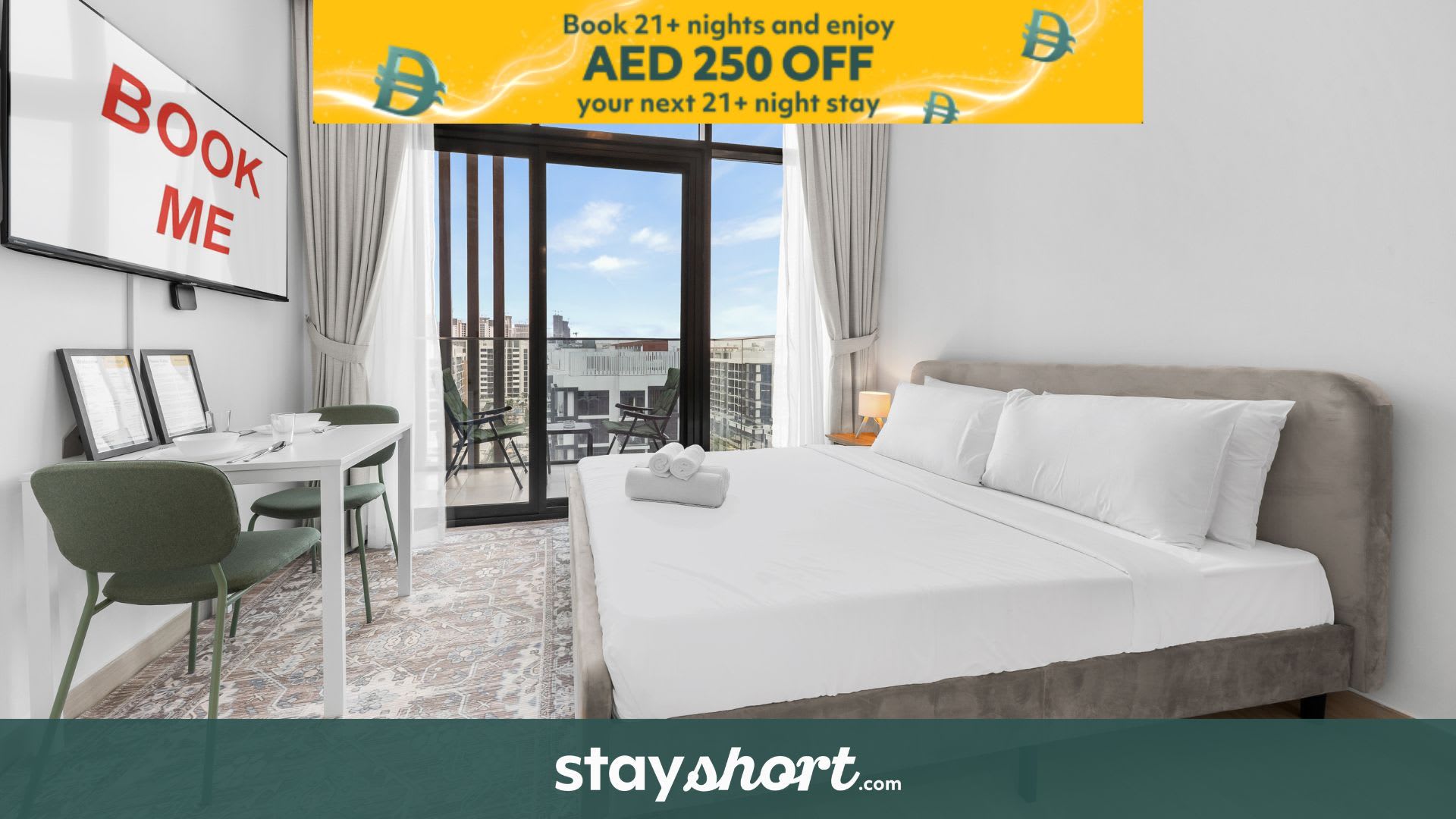 Free housekeeping visits during your stay - StayShort - Contemporary Studio Retreat in Meydan for 2 — Meydan, Dubai — vacation rental