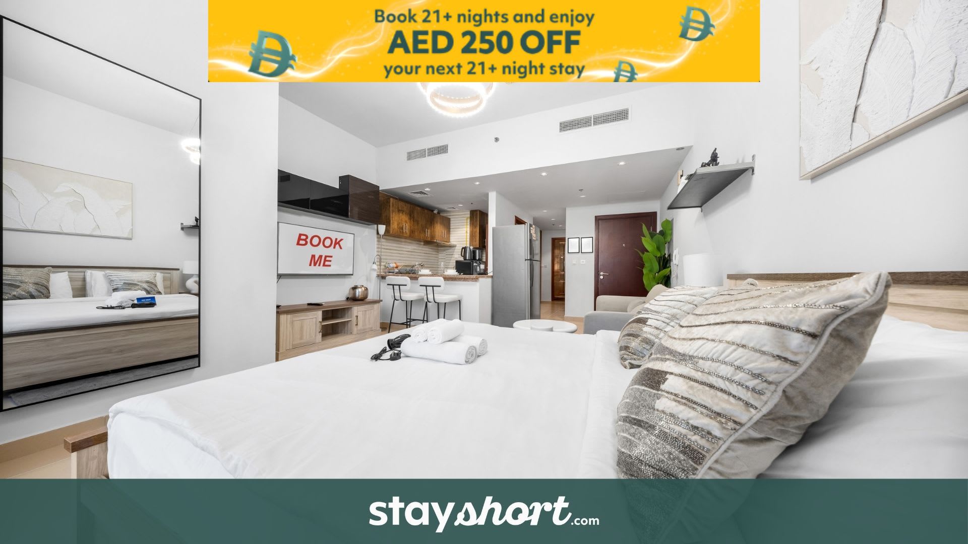 Free housekeeping visits during your stay - StayShort - Chic Studio Apartment in Sports City - Sleeps 2 — Sports City, Dubai — vacation rental