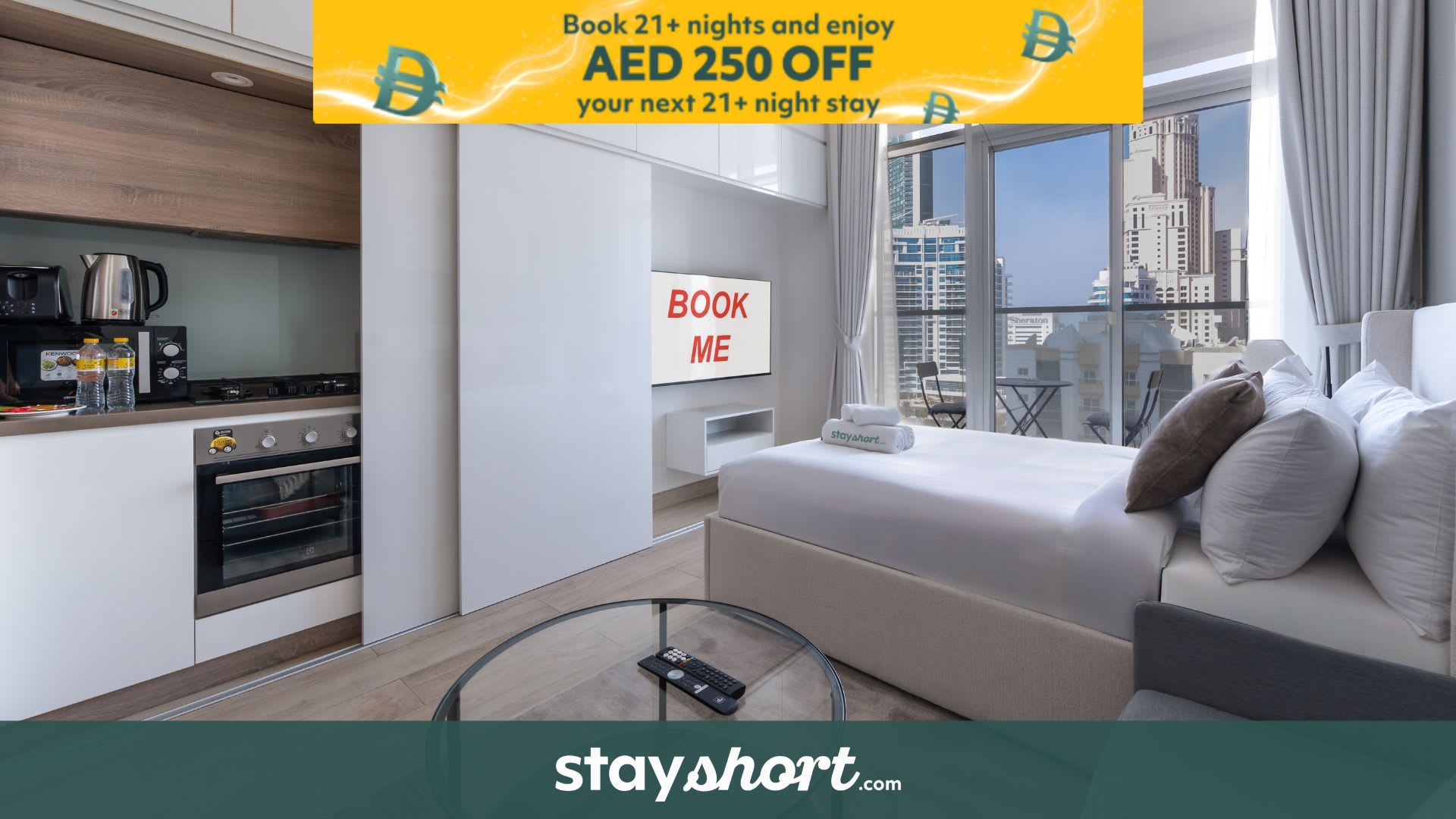 Free housekeeping visits during your stay - StayShort - Studio in Marina that Sleeps 3 with a Perfect City View — Dubai Marina, Dubai — vacation rental