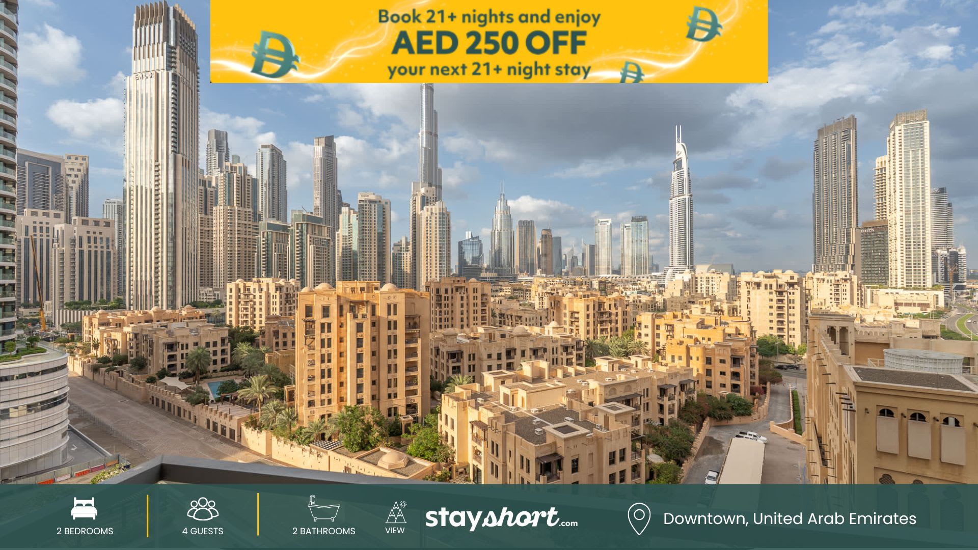 Free housekeeping visits during your stay - StayShort - Stylish Downtown Apartment with Burj Views that Sleeps 4! — Downtown, Dubai — vacation rental