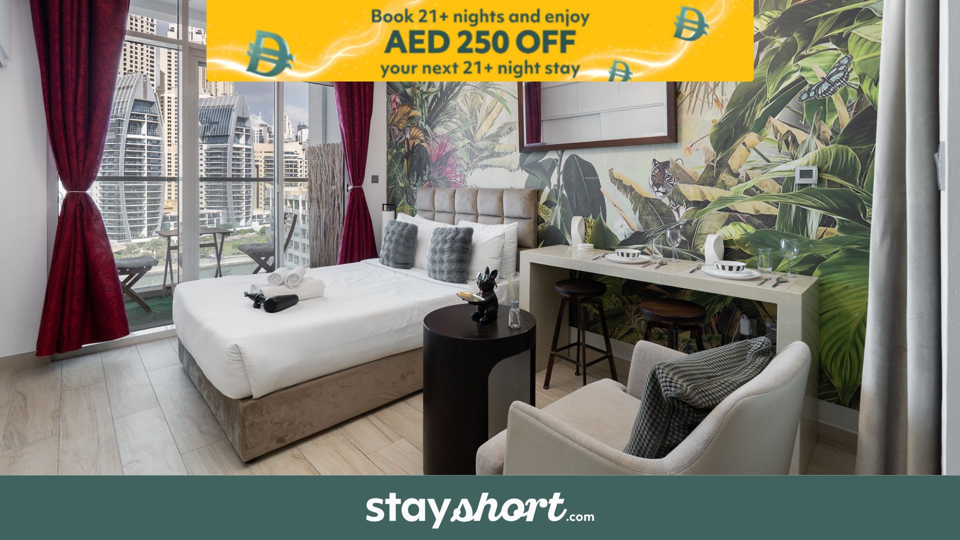 Free housekeeping visits during your stay - StayShort - Stylish Studio in Dubai Marina that Sleeps 2  — Dubai Marina, Dubai — vacation rental