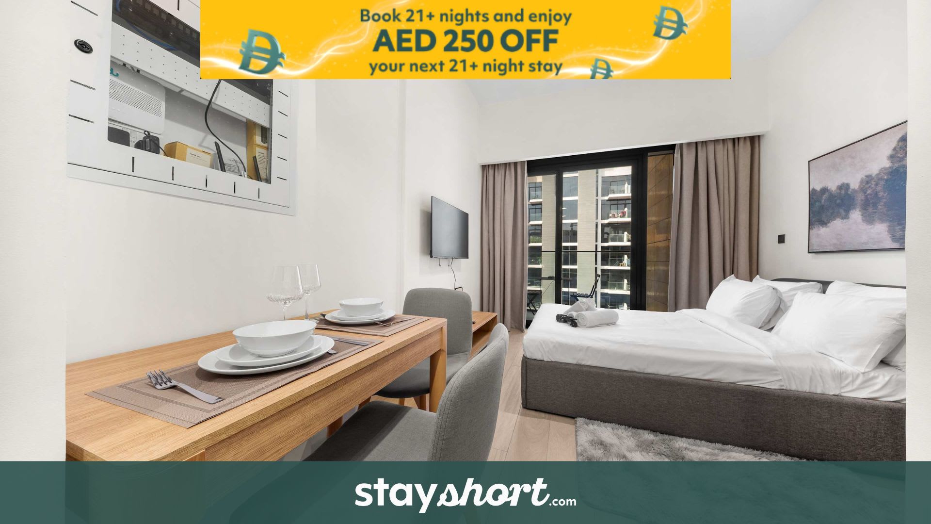 Free housekeeping visits during your stay - StayShort - Cozy Meydan One Getaway for 2 close to Golf Courses! — Meydan, Dubai — vacation rental