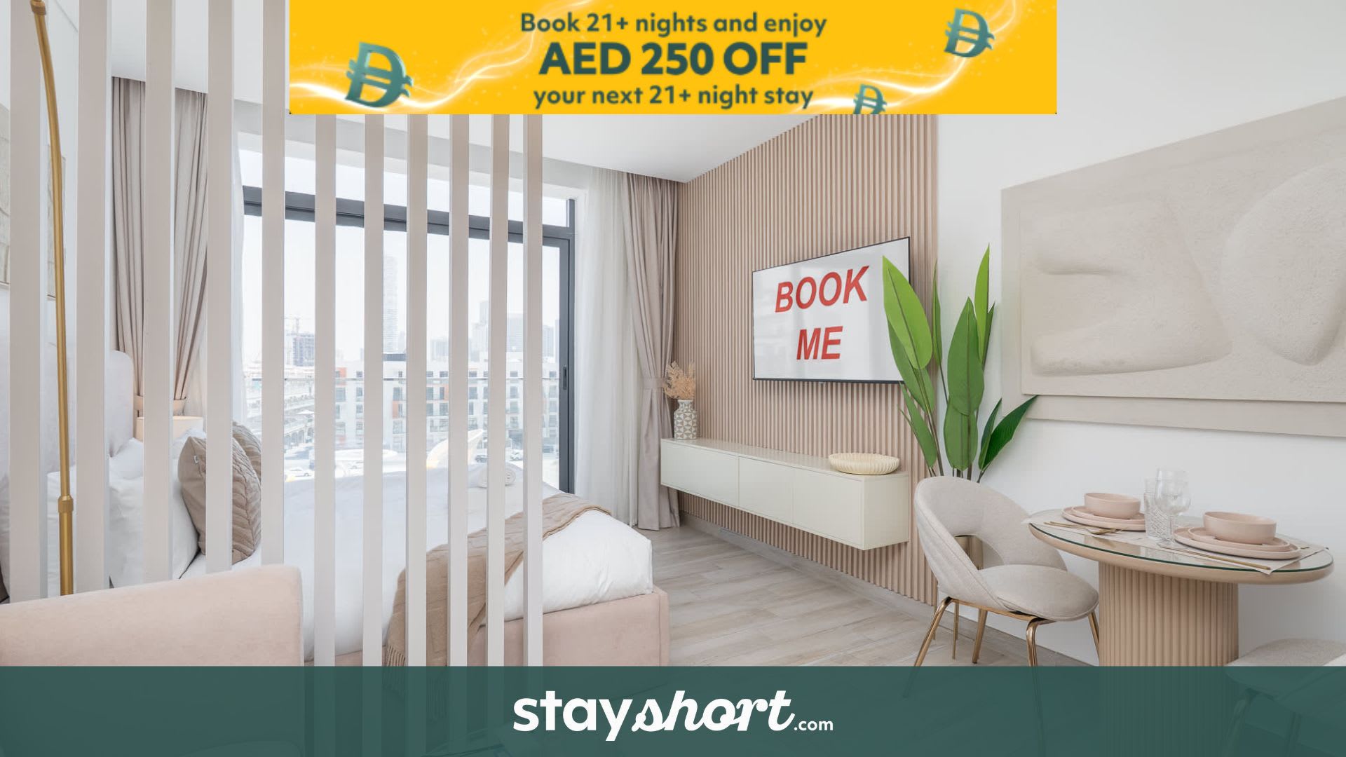 Free housekeeping visits during your stay - StayShort - Stylish Studio that Sleeps 2 with Balcony and Modern Amenities — JVC, Dubai — vacation rental