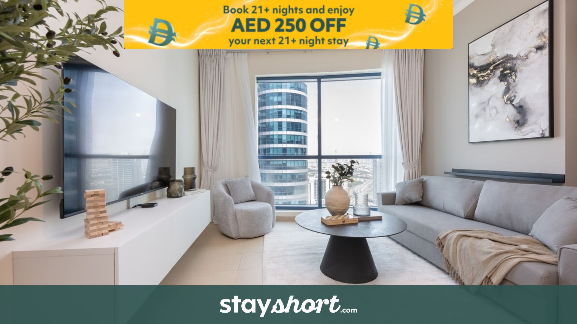 Free housekeeping visits during your stay - StayShort - Captivating 1BR in JLT Perfect for 4! — JLT, Dubai — vacation rental