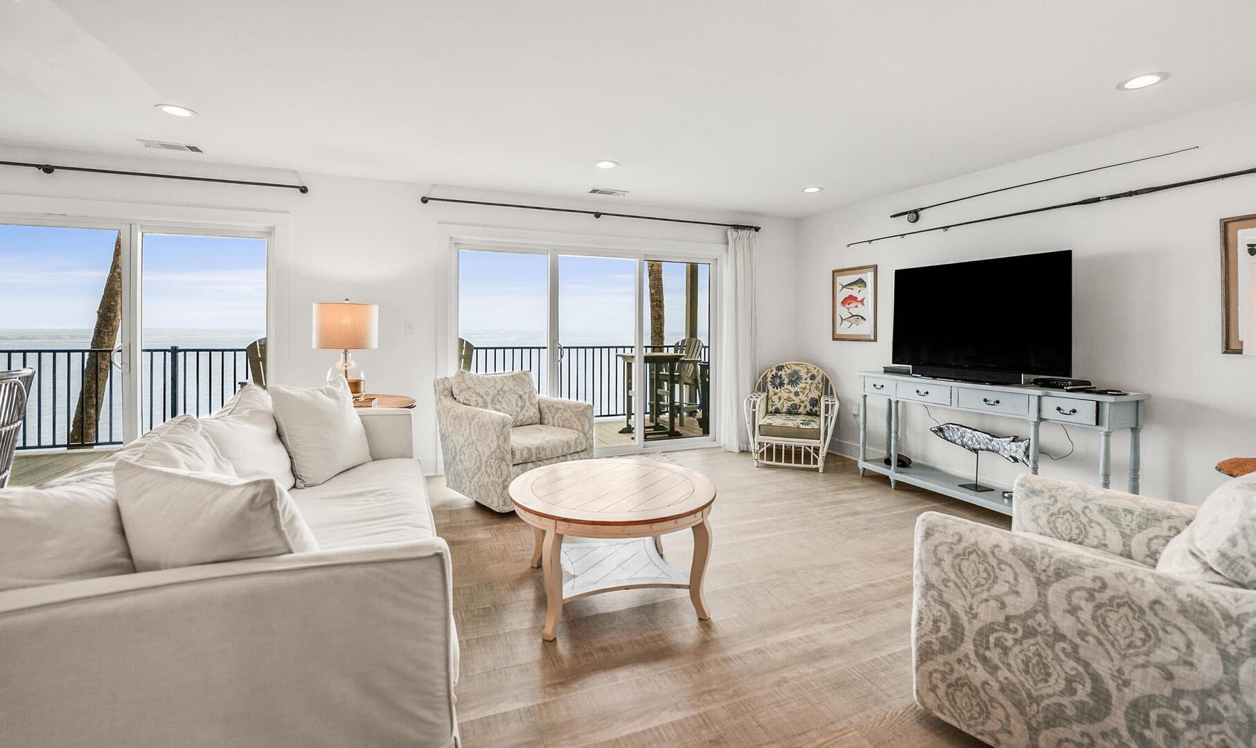 Living Room with Access to Ocean Front Deck