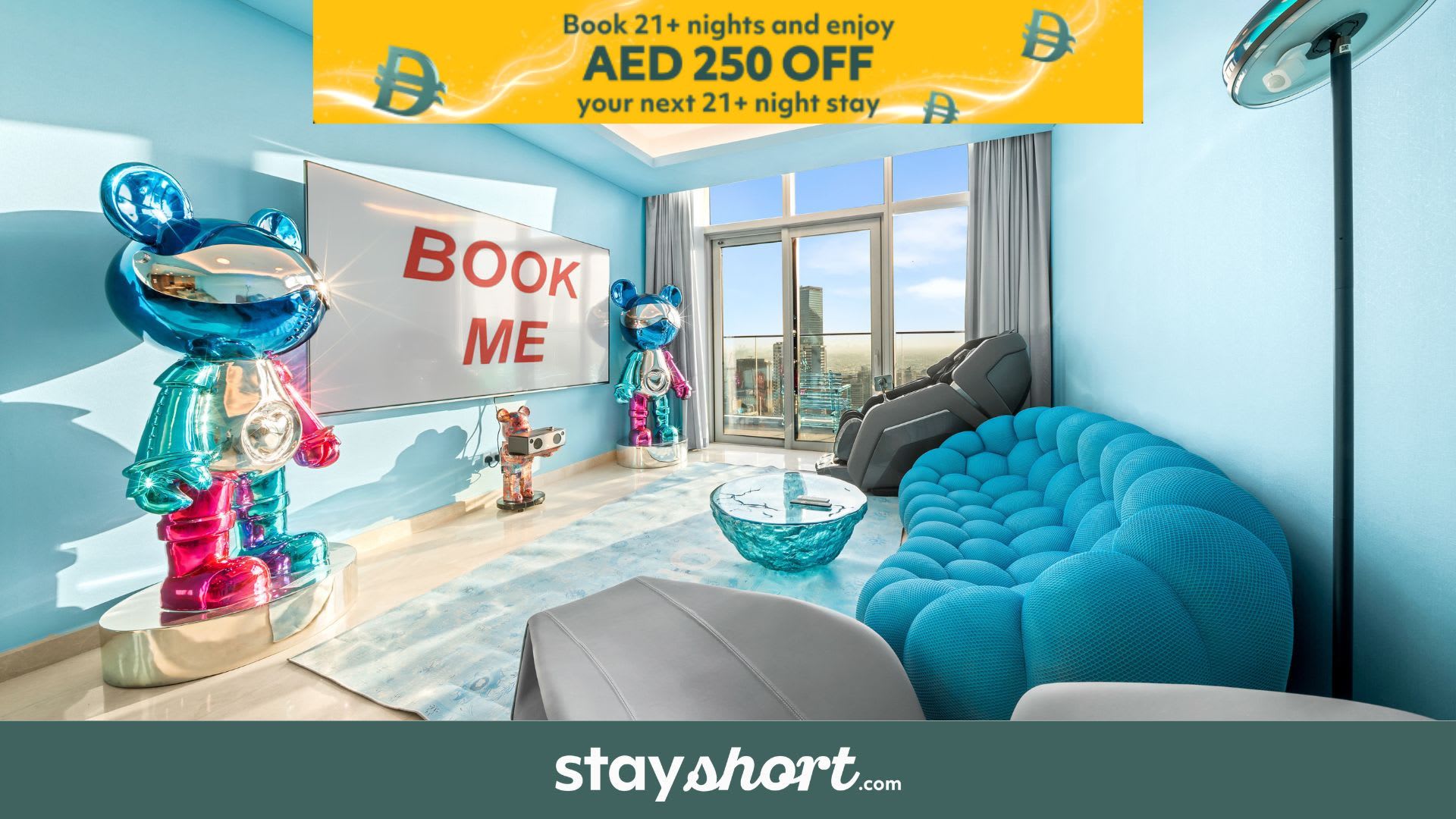 Free housekeeping visits during your stay - StayShort - Stunning Art Deco 2BR Downtown Stay Canal Views Sleeps 4 — Downtown, Dubai — vacation rental