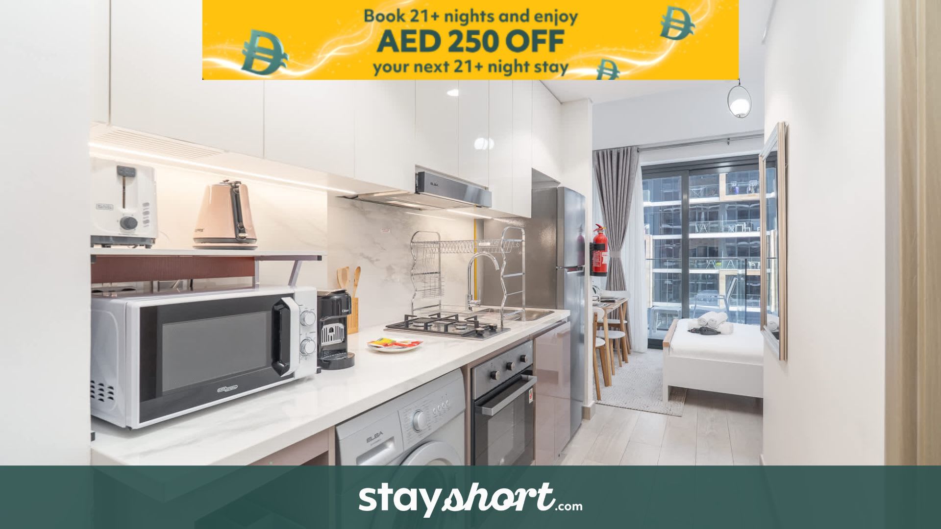 Free housekeeping visits during your stay - StayShort - Azizi Riviera 38 studio with a serene pool view — Meydan, Dubai — vacation rental