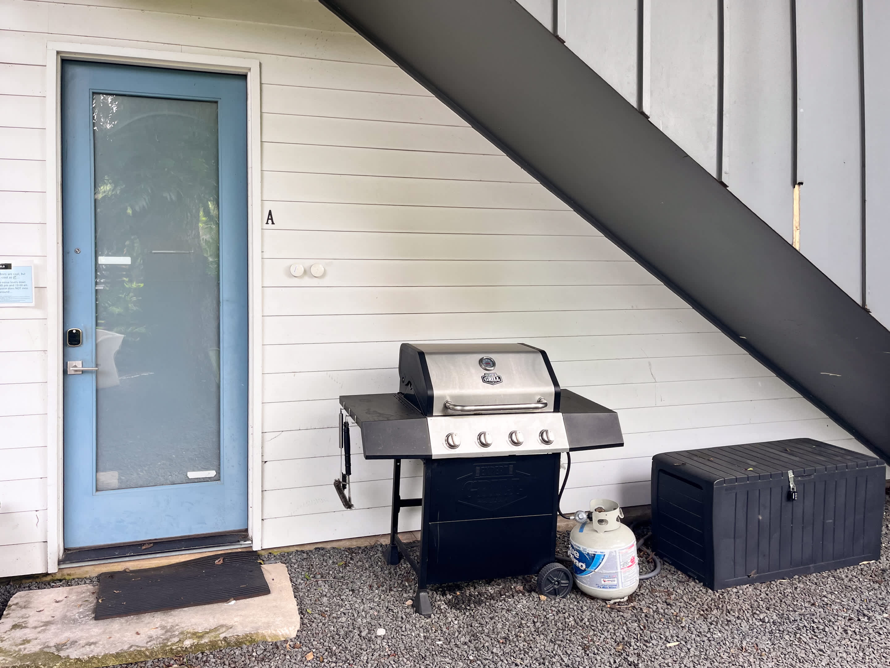 Outdoor Area With a Grill Setup.