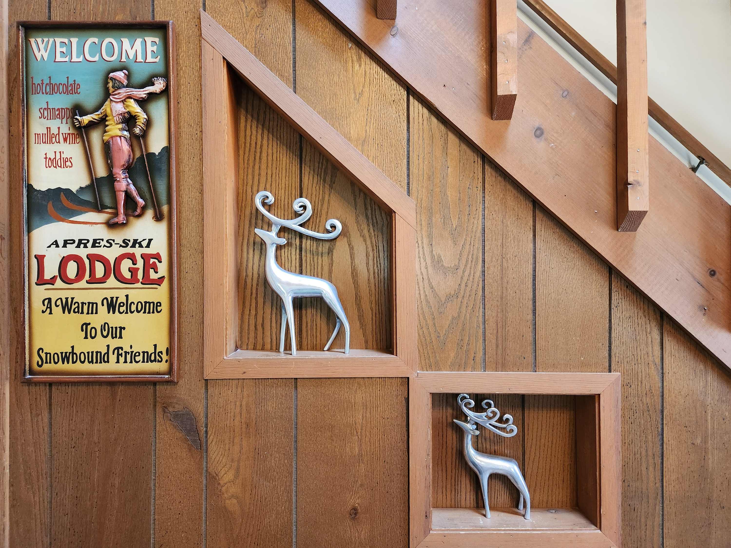 Rustic lodge touches and cabin charm throughout the space