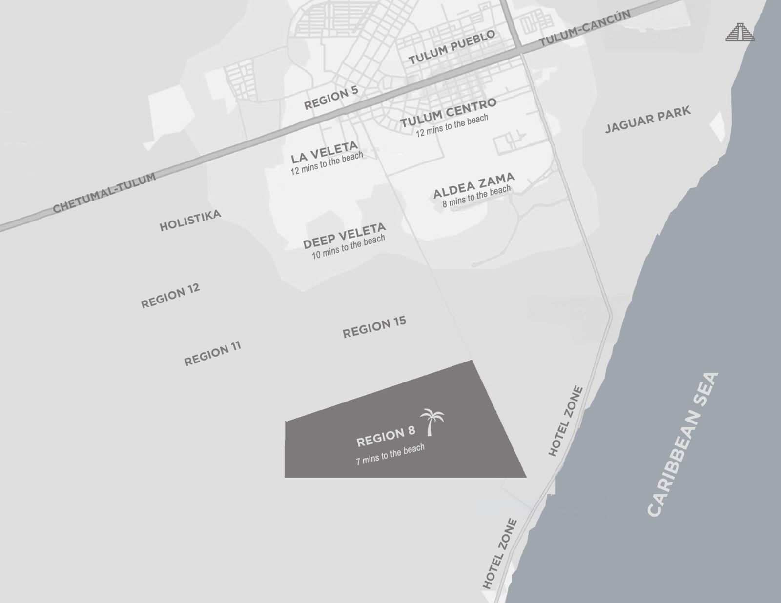 Ideally situated in Region 8, this unit offers a serene yet up-and-coming location—just 5 minutes driving from Tulum’s beach zone and 15 minutes from downtown.