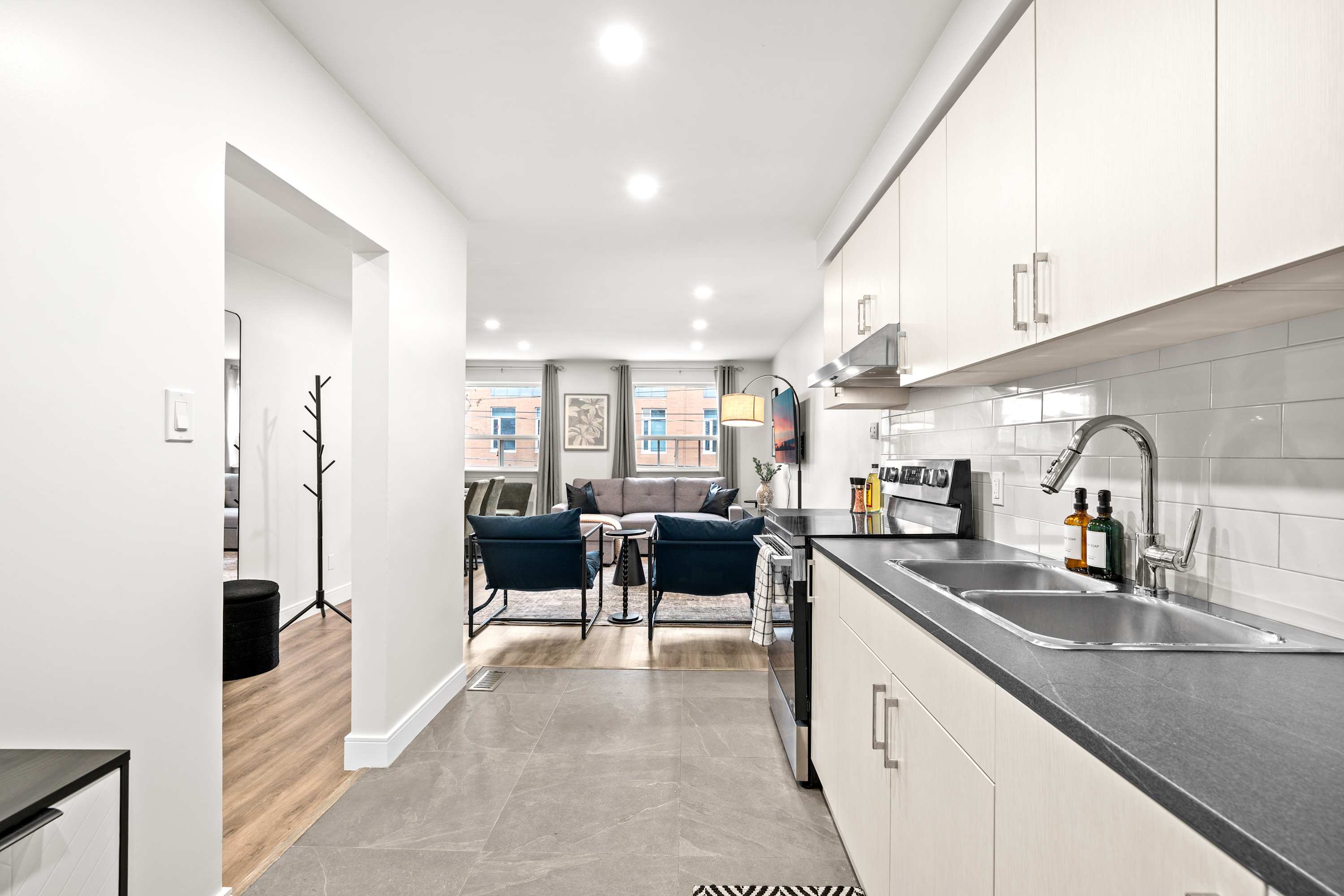 Open kitchen and living area designed for easy interaction