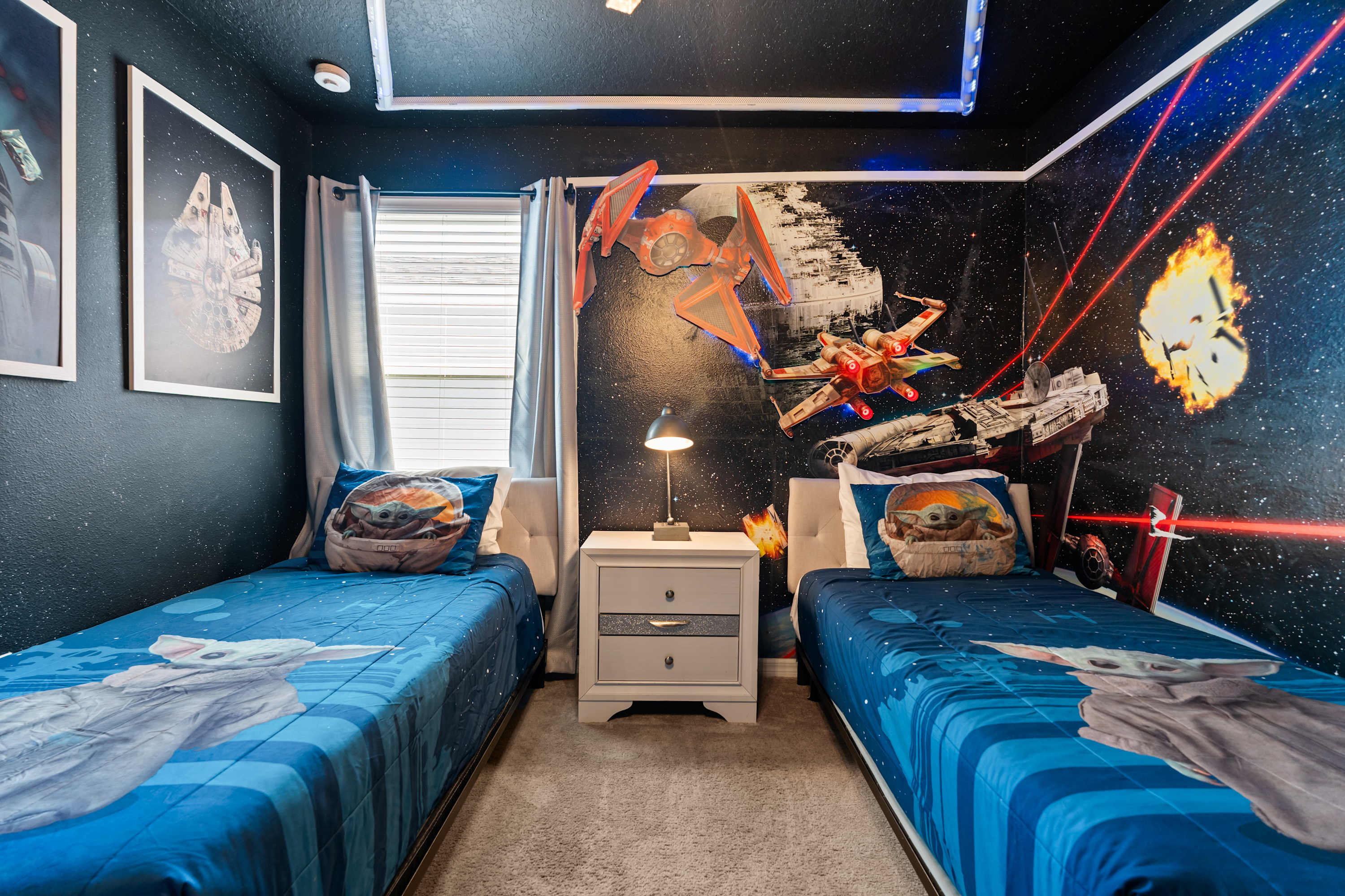 Star Wars room where kids can imagine battling with fighter jets in an epic galactic adventure