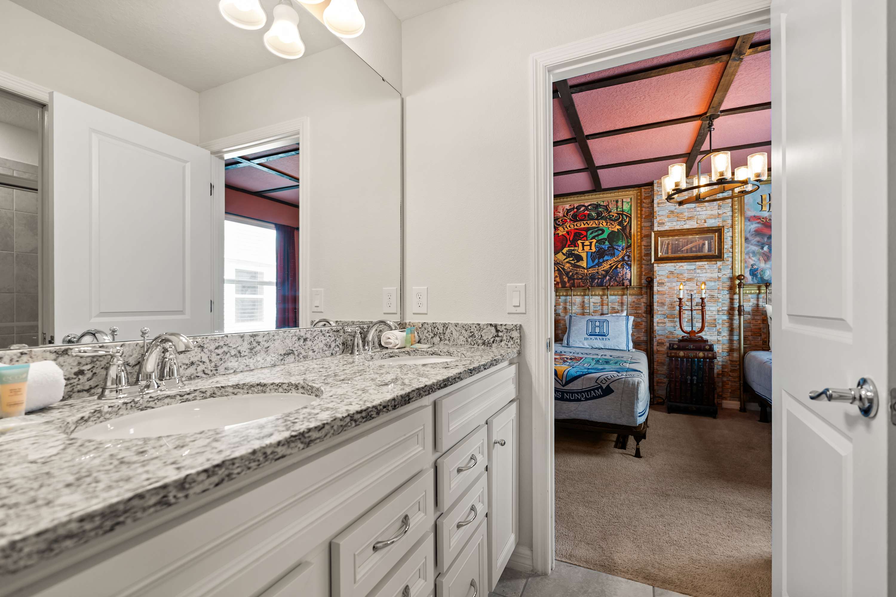 Jack and Jill bathroom with walk-in shower connecting to Moana room, share the fun and refresh