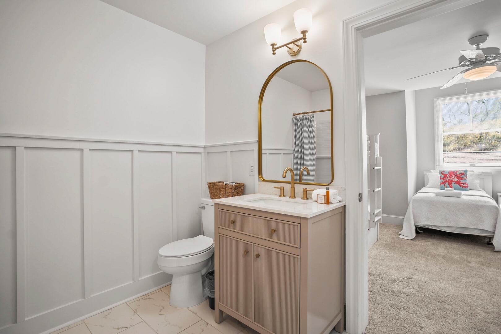 Jack and Jill Bathroom with Tub Shower Combo