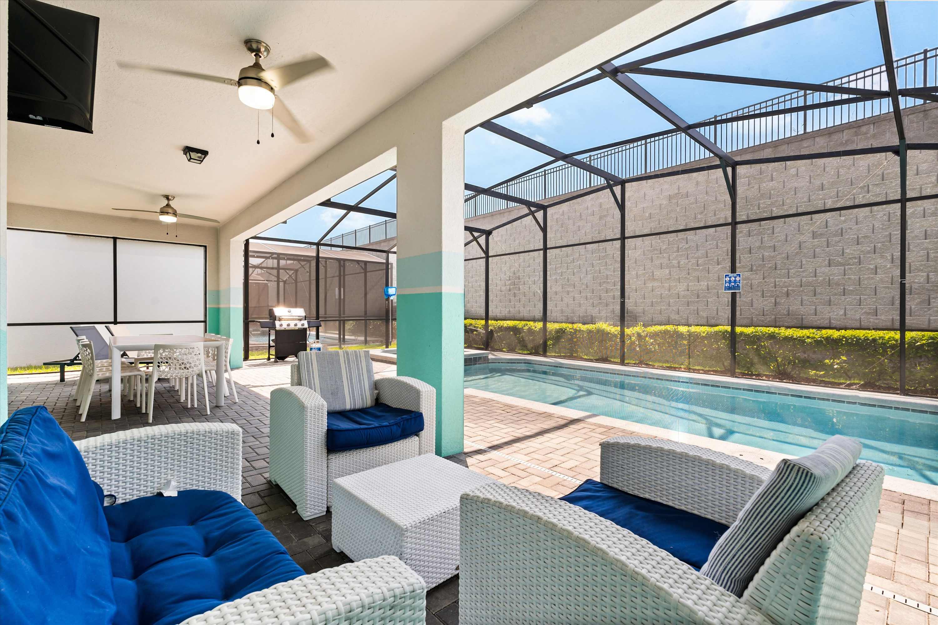 Relax by the pool while enjoying the view and spending time with family and friends