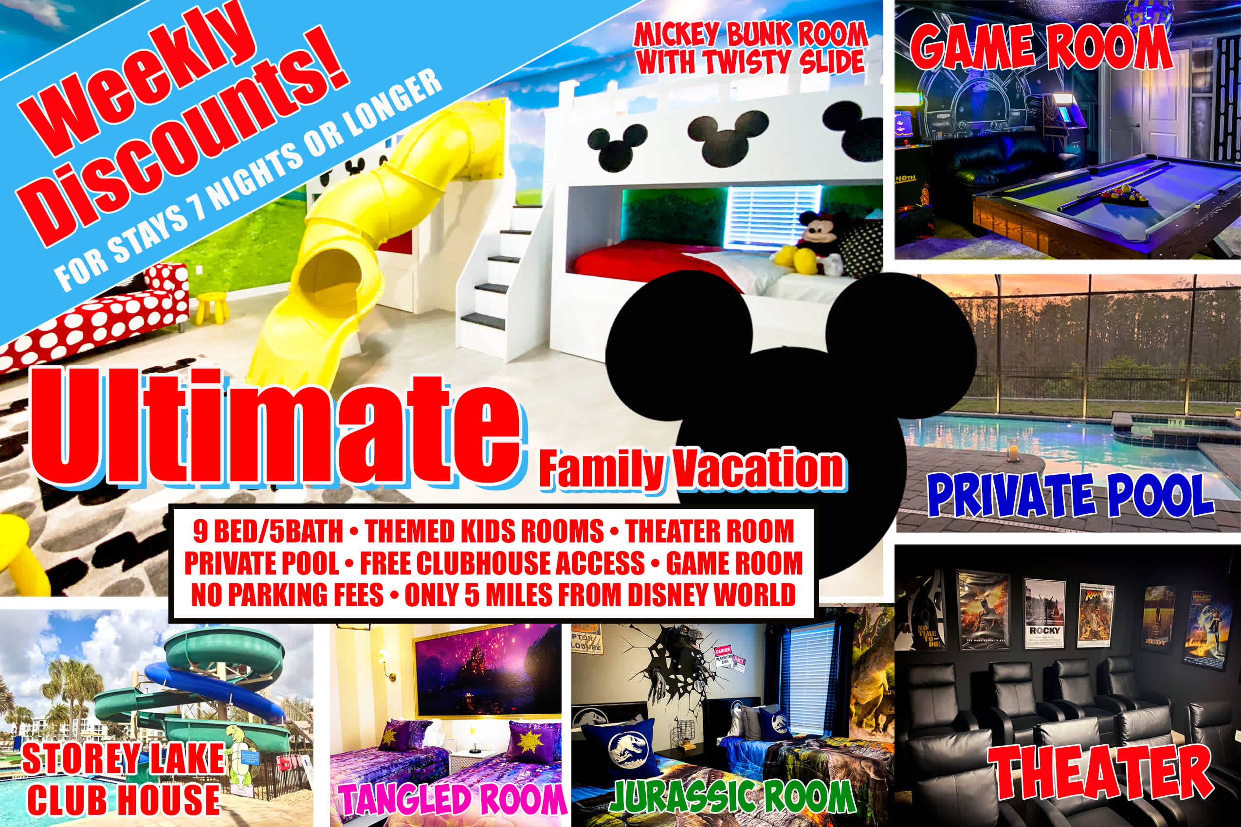 Ultimate Family Vacation Home near Walt Disney World in Storey Lake, Pool, Mickey room, Star Wars Gameroom, Theater — Kissimmee, FL — vacation rental