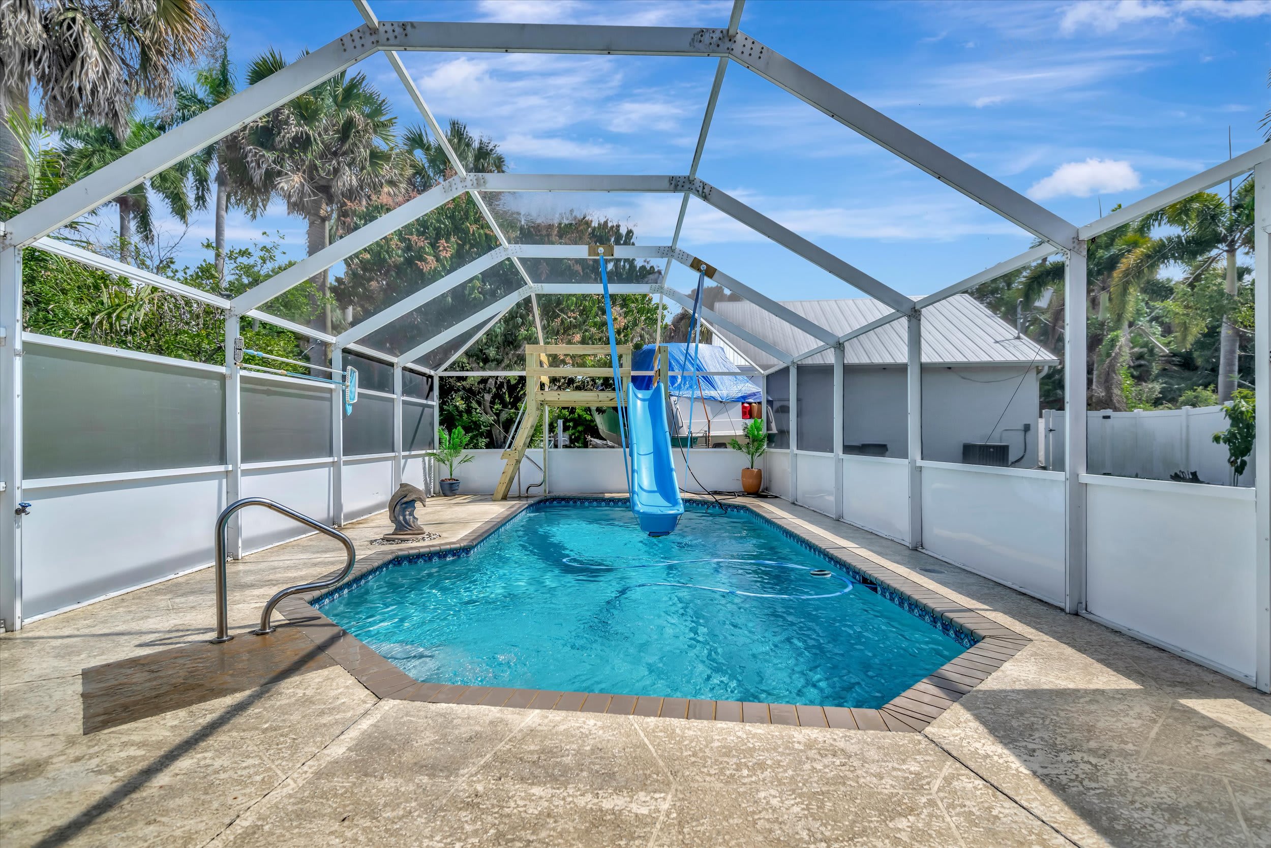 Waterfront Boat House Fort Myers, Dock & Pool