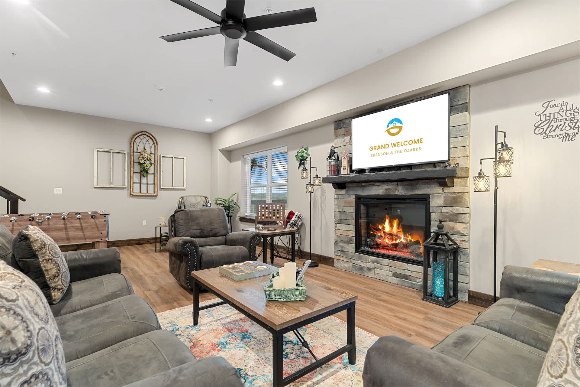 Curl up in the inviting living room & enjoy a movie night at home​