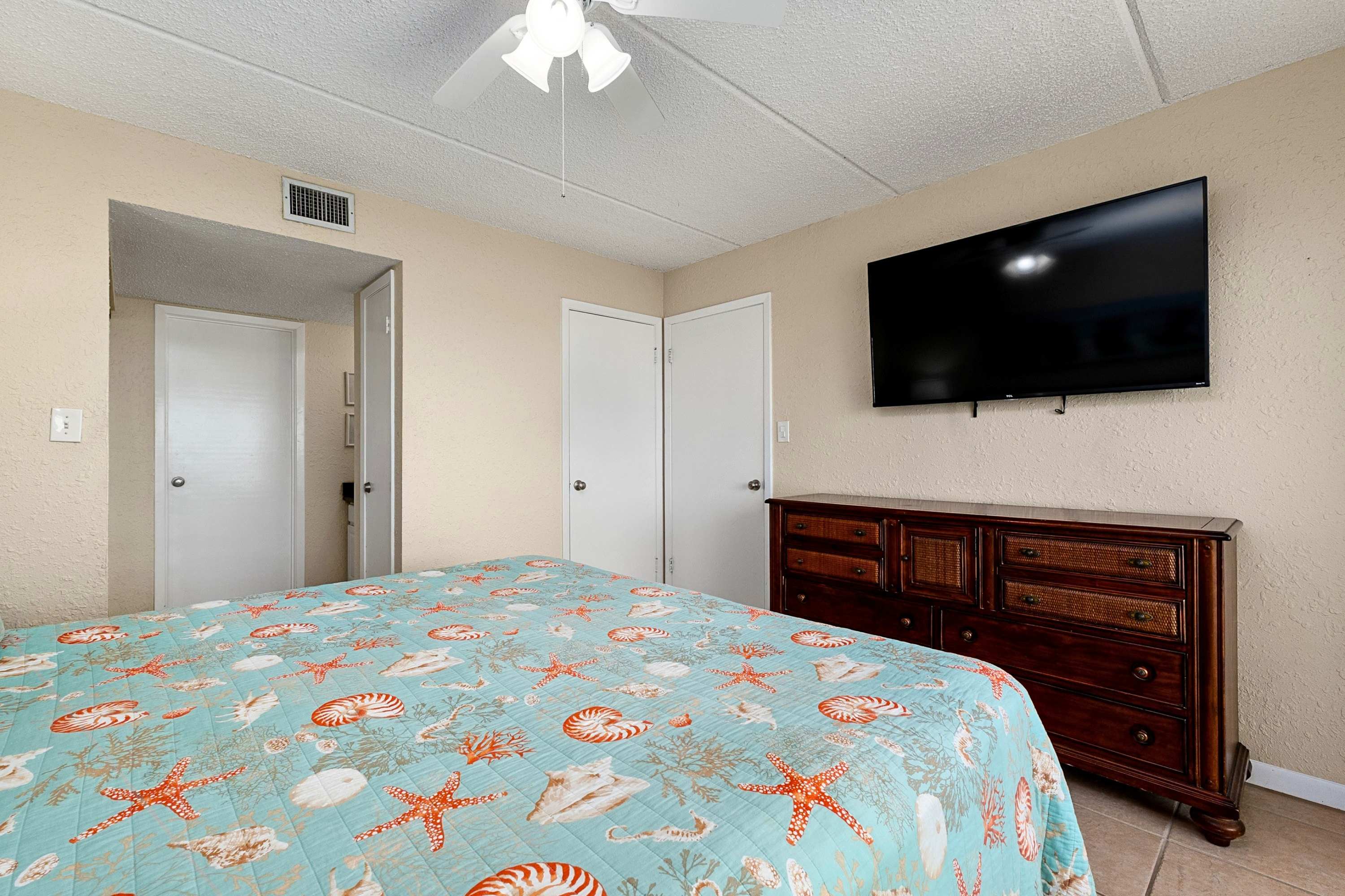 Kick back in the king bed and stream your favorite shows