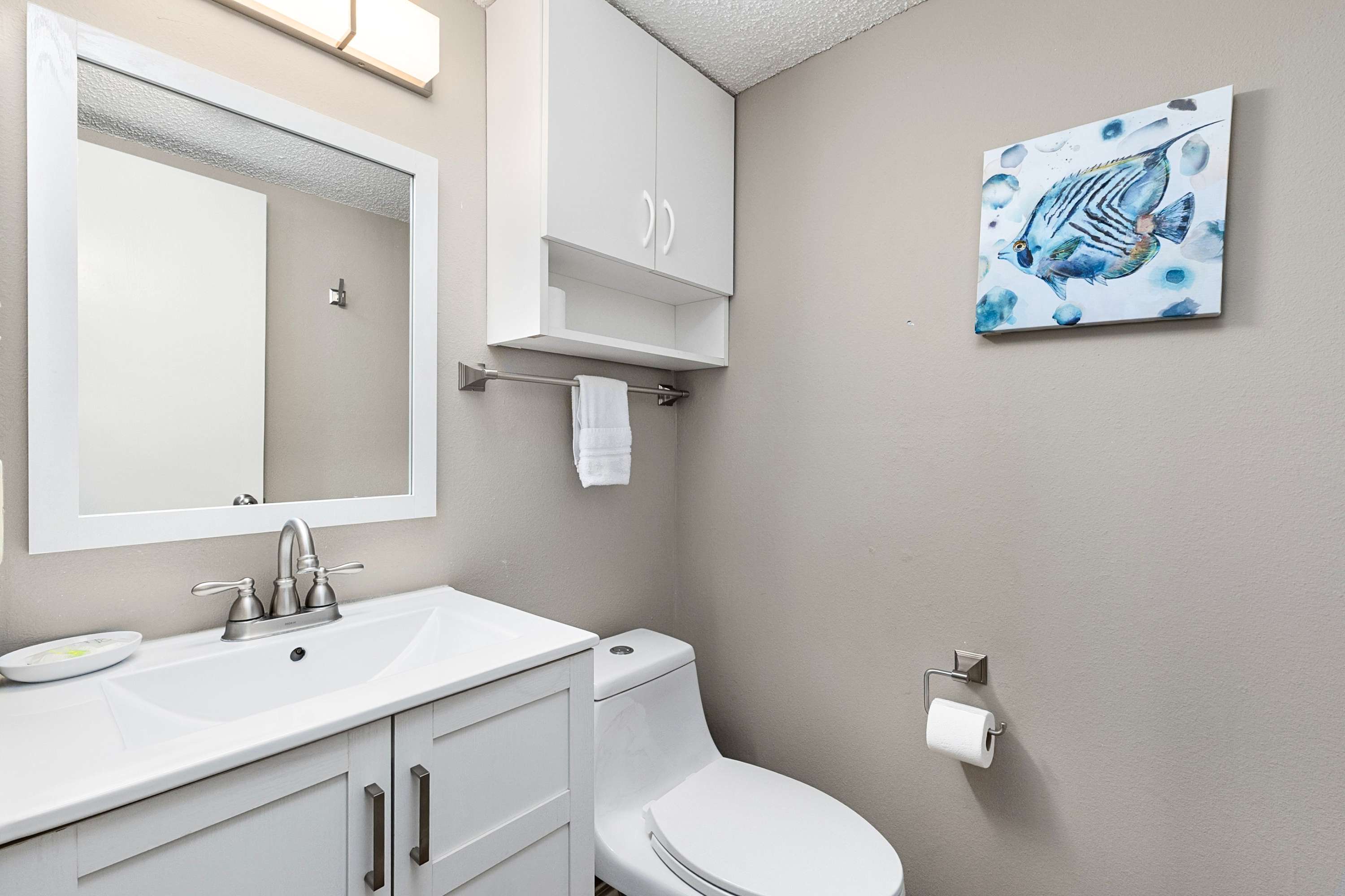 Chic vanity area perfect for a quick stop or refresh